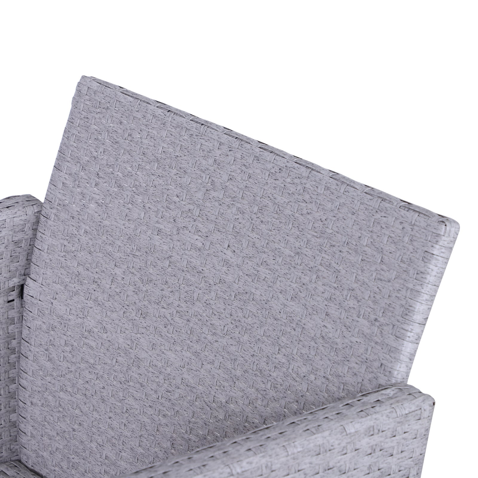 Outsunny 5 Pieces PE Rattan Garden Furniture Set with 10cm Thick Padded Cushions, Wicker Weave Outdoor Seating Chairs with 2 Armchairs, 2 Stools, Glass Top Table, Grey and White - North Peak Garden Furniture