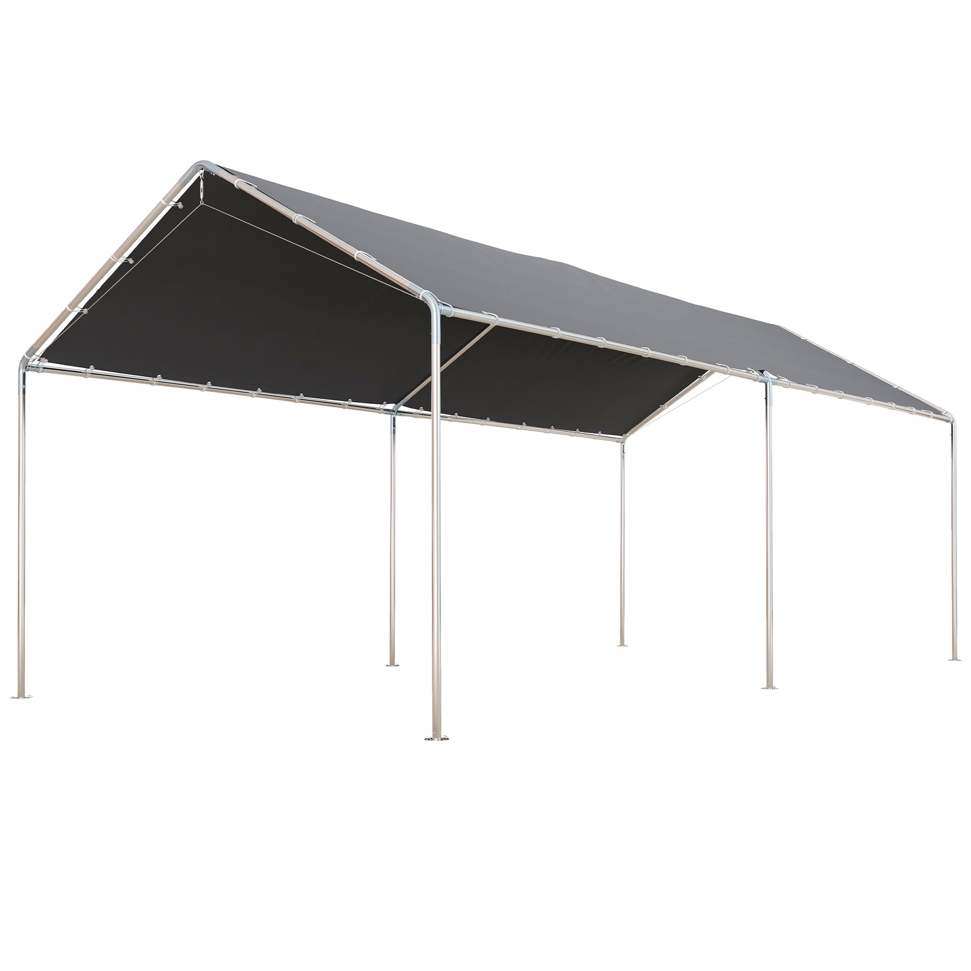 Outsunny 3 x 6m Heavy Duty Carport Garage Car Shelter Galvanized Steel Outdoor Open Canopy Tent Water UV Resistant Waterproof, Grey - North Peak Garden Furniture