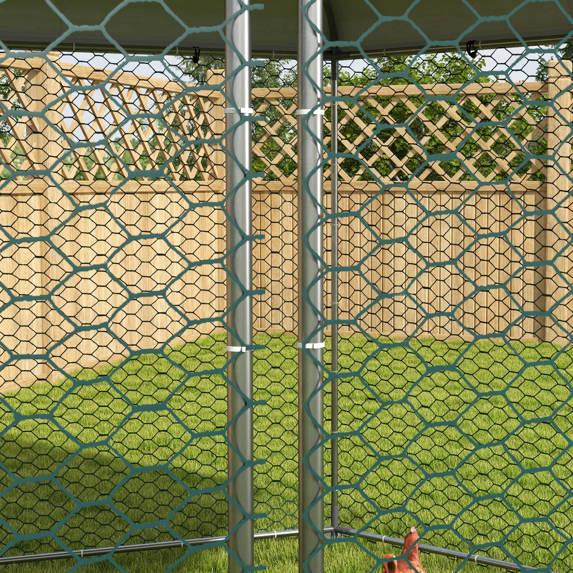 PawHut Chicken Coop for 10-15 Chickens, Hens, Rabbits, Ducks, Outdoor Garden Chicken Run, 4 x 3.5 x 2.6m - North Peak Garden Furniture