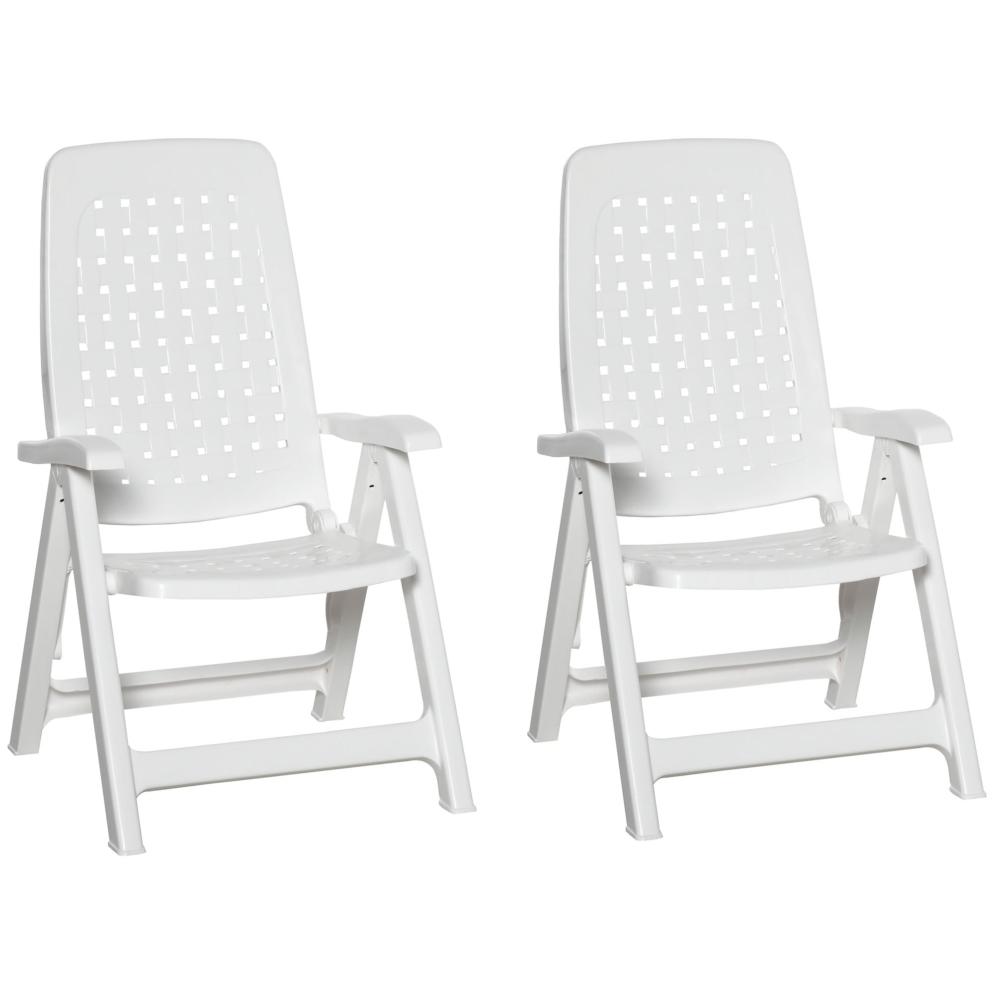 Outsunny 2 Piece Folding Dining Chairs w/ 4-Position Backrest for Outdoor Events, Camping