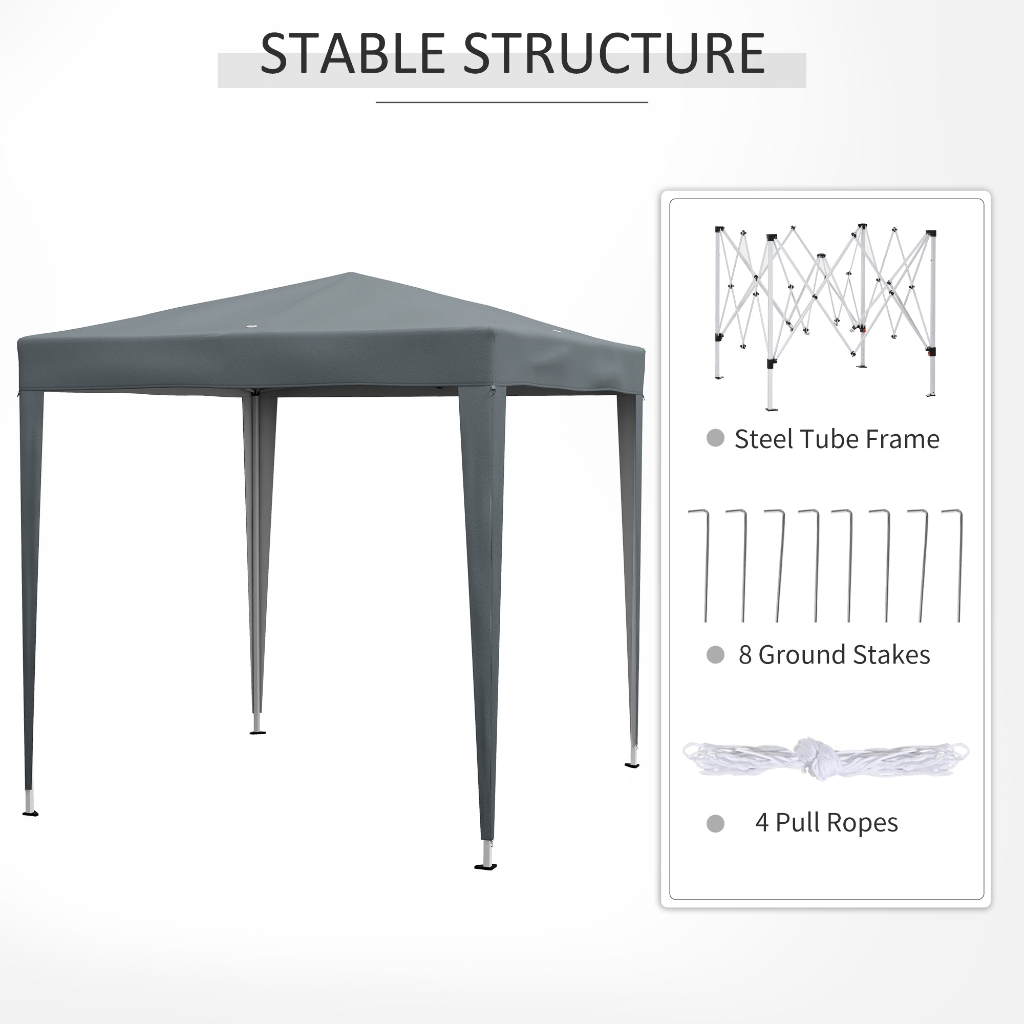 Outsunny Garden Pop Up Gazebo Marquee Party Tent Canopy with free Carrying Case, Removable 2 Walls, 2 Windows, 2m x 2m, Grey - North Peak Garden Furniture