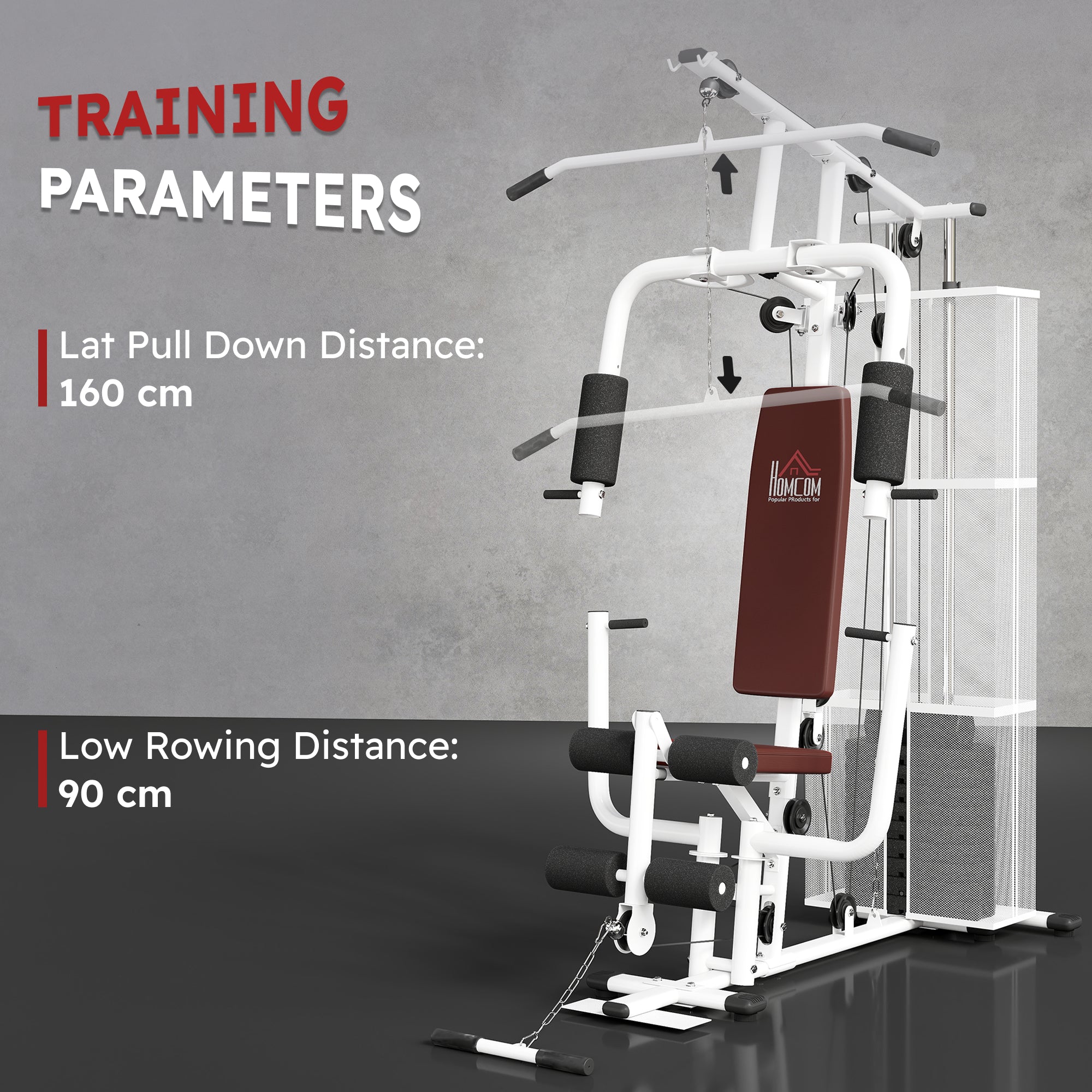 HOMCOM Multifunction Home Gym Weight Training Workout Station Fitness Strength Machine, White