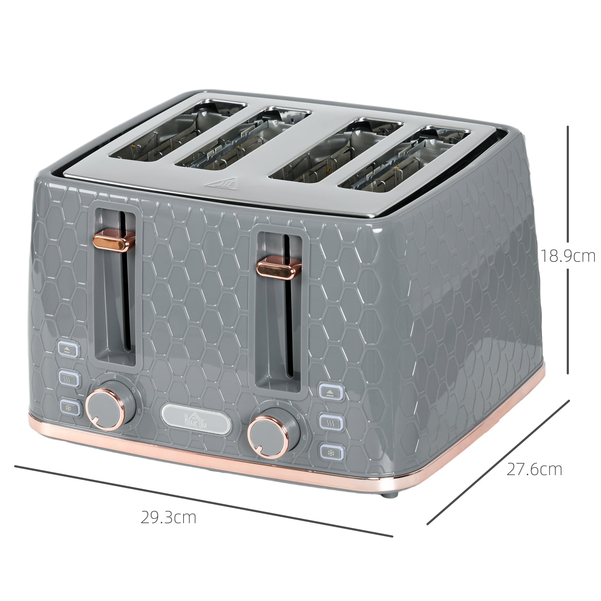 HOMCOM Four-Slice Honeycomb Toaster - Grey - North Peak Garden Furniture
