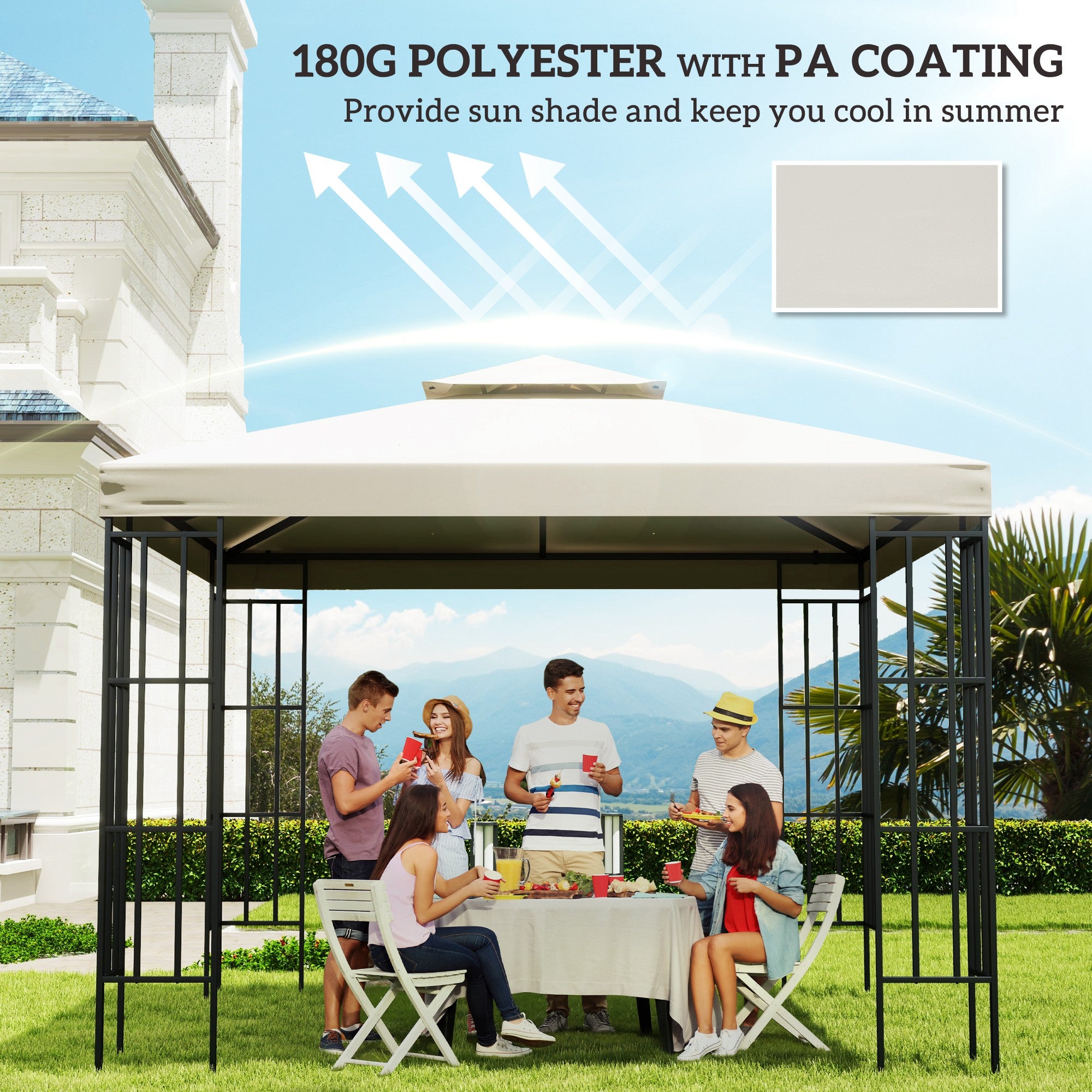 Outsunny Gazebo Replacement Canopy 3x3 m-Cream White