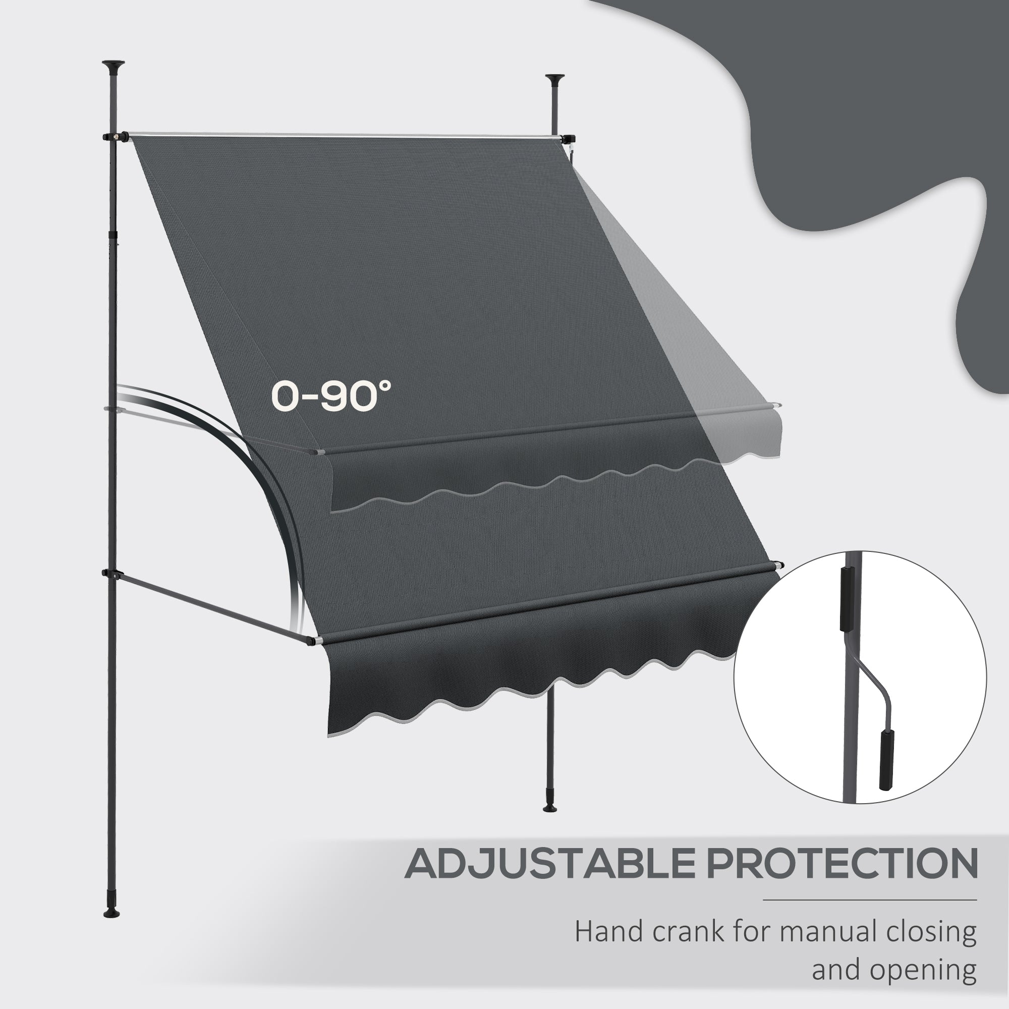 Outsunny 2 x 1.2m Manual Retractable Awning - Grey - North Peak Garden Furniture
