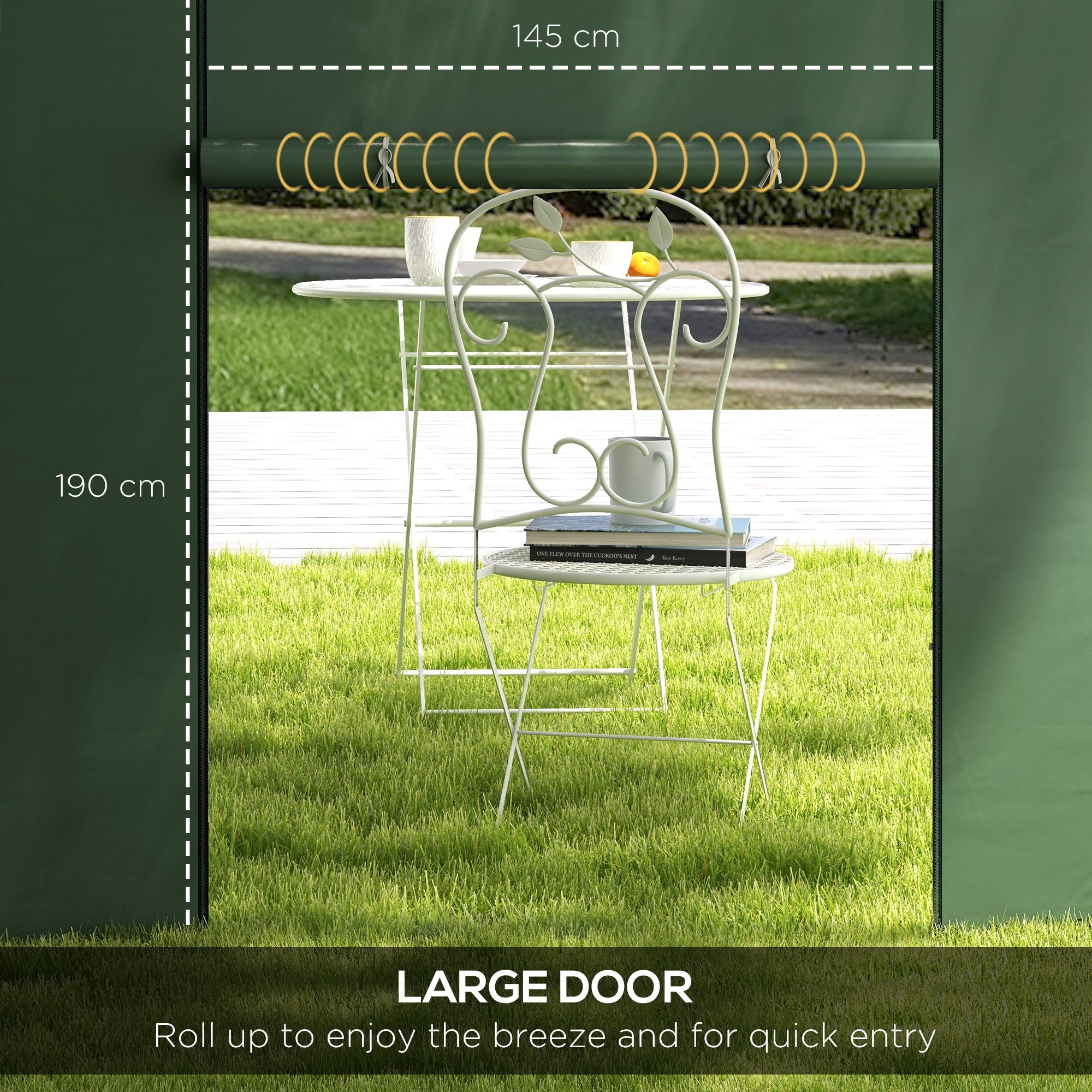 Outsunny Gazebo Side Panels, 2 Pack Sides Replacement, for 3x3(m) or 3x6m Pop Up Gazebo, with Windows and Doors, Green - North Peak Garden Furniture