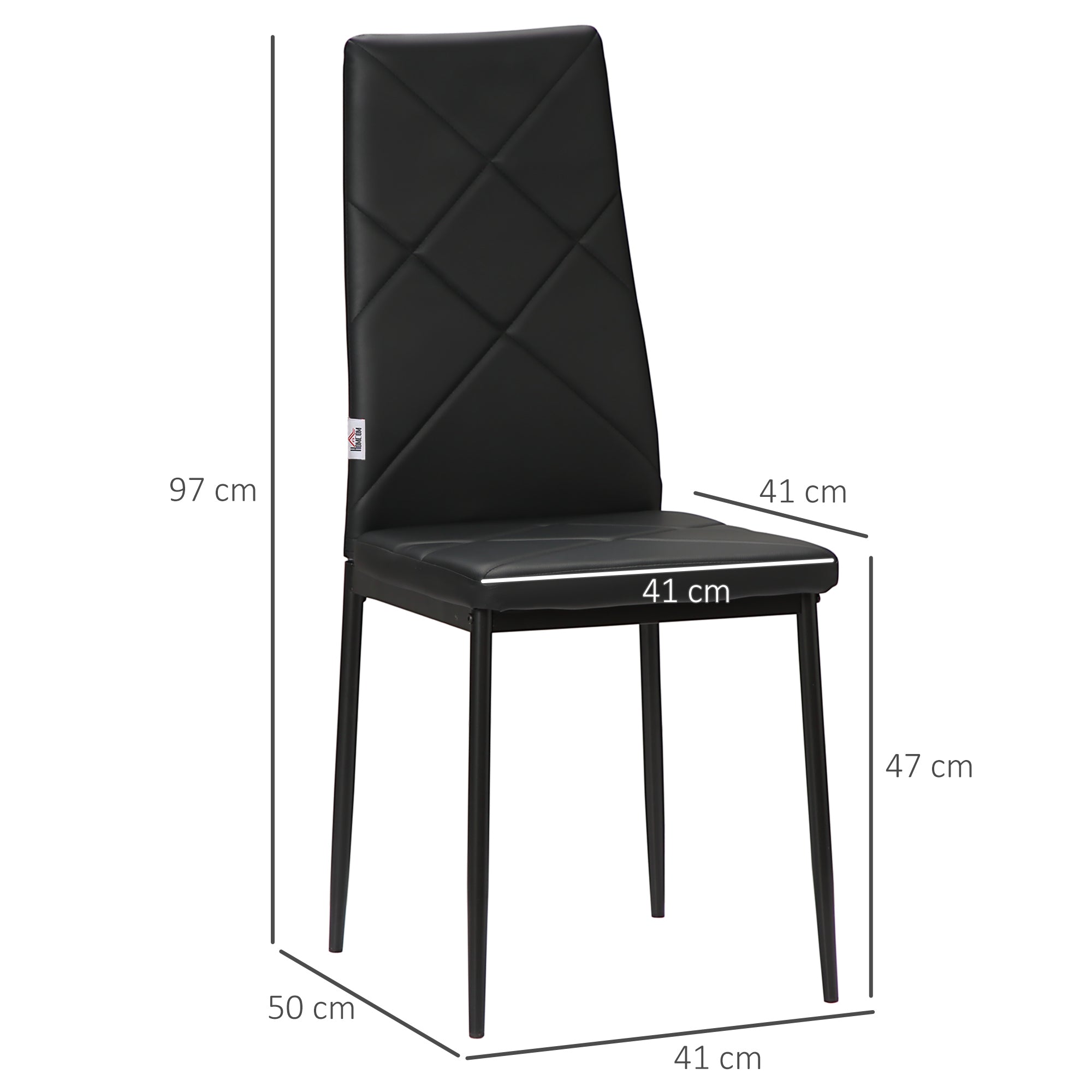HOMCOM Set of 4 Faux Leather Dining Chairs - Black - North Peak Garden Furniture