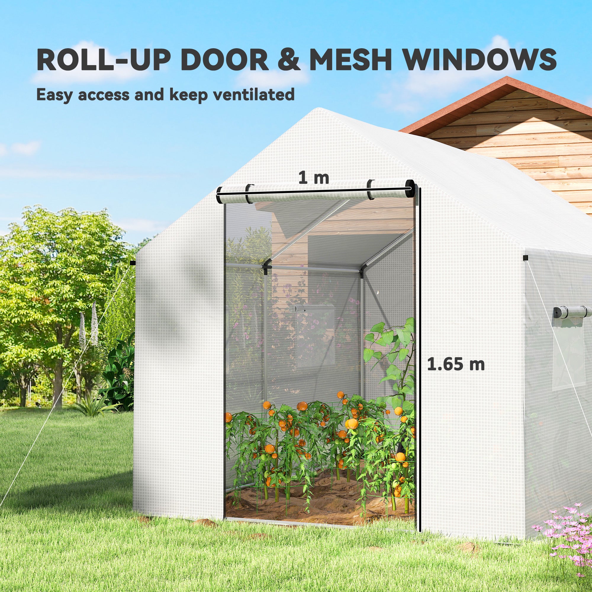 Outsunny Polyethylene Walk-in Polytunnel Greenhouse, 2 x 3(m), White