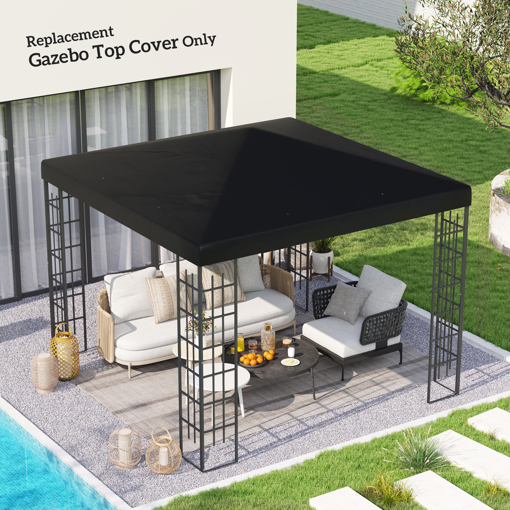 Outsunny 3 x 3(m) Gazebo Frame Replacement - Black - North Peak Garden Furniture