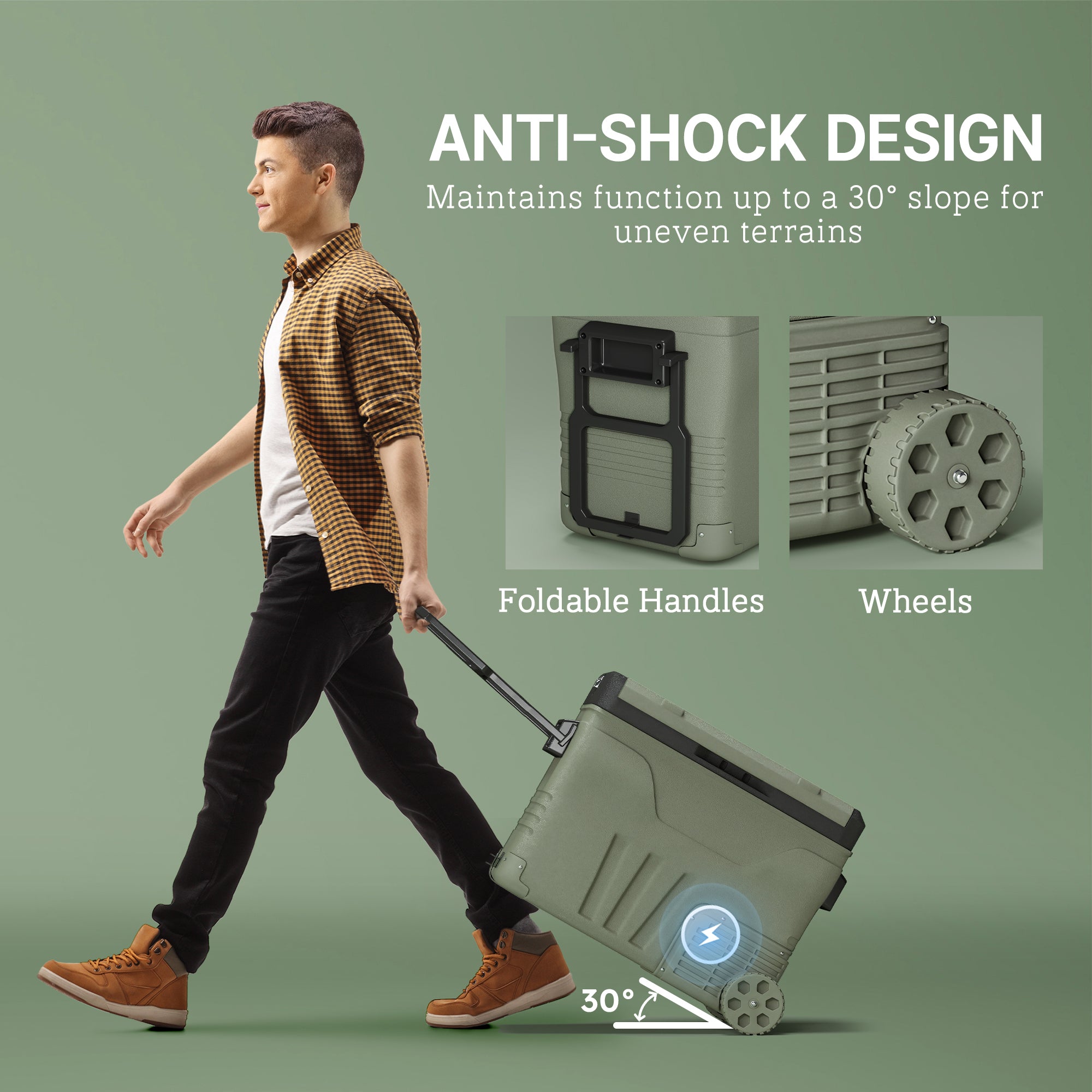 Outsunny 45L Camping Fridge Freezer Dual Zone, Portable Car Fridge 12V/24V DC & 100-240V AC, Electric Cool Box -20℃-20℃ with Wheels and LED Light, for Travel, RV, Road Trip, Picnic - North Peak Garden Furniture