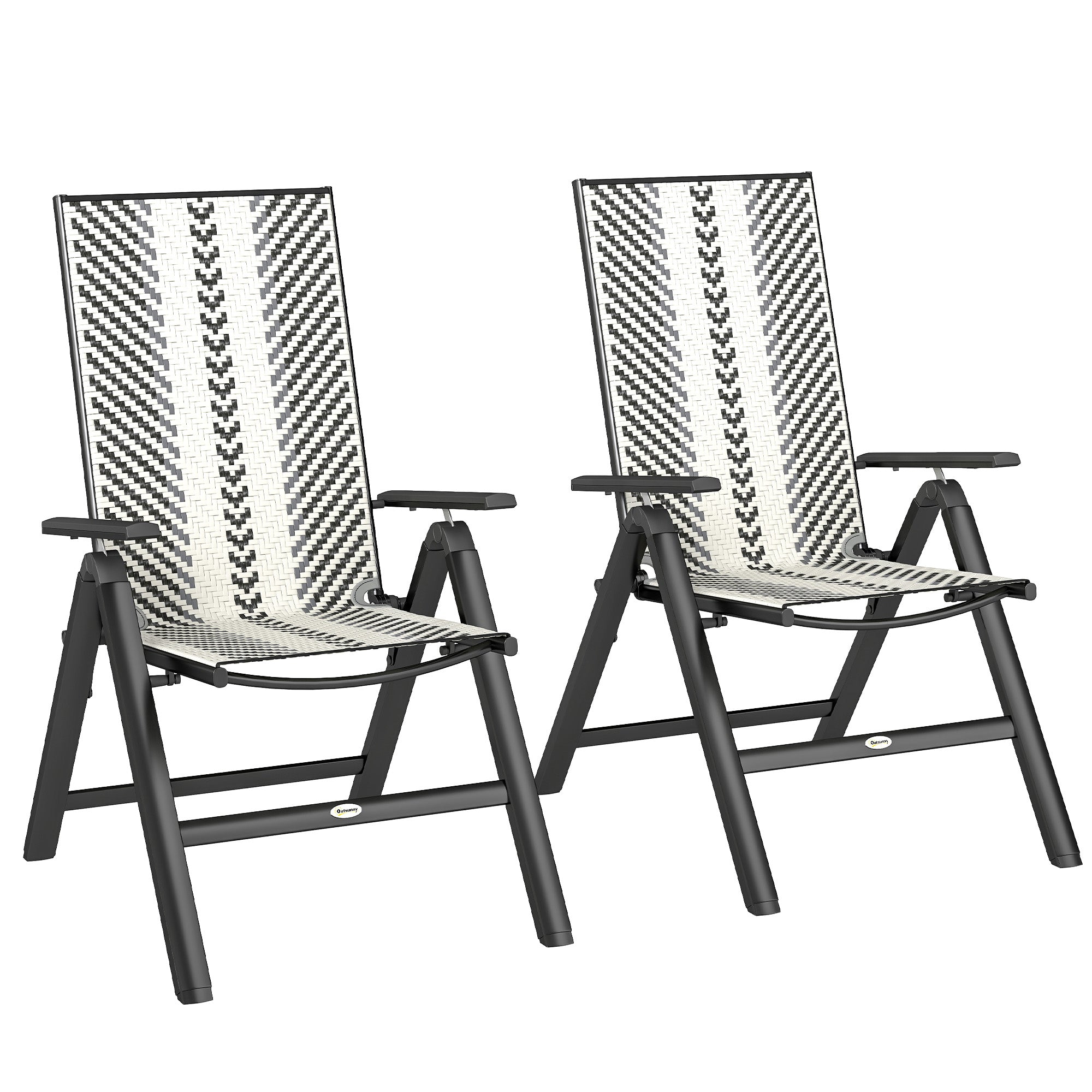 Outsunny Set of Two Rattan Reclining Garden Chairs - Grey - North Peak Garden Furniture
