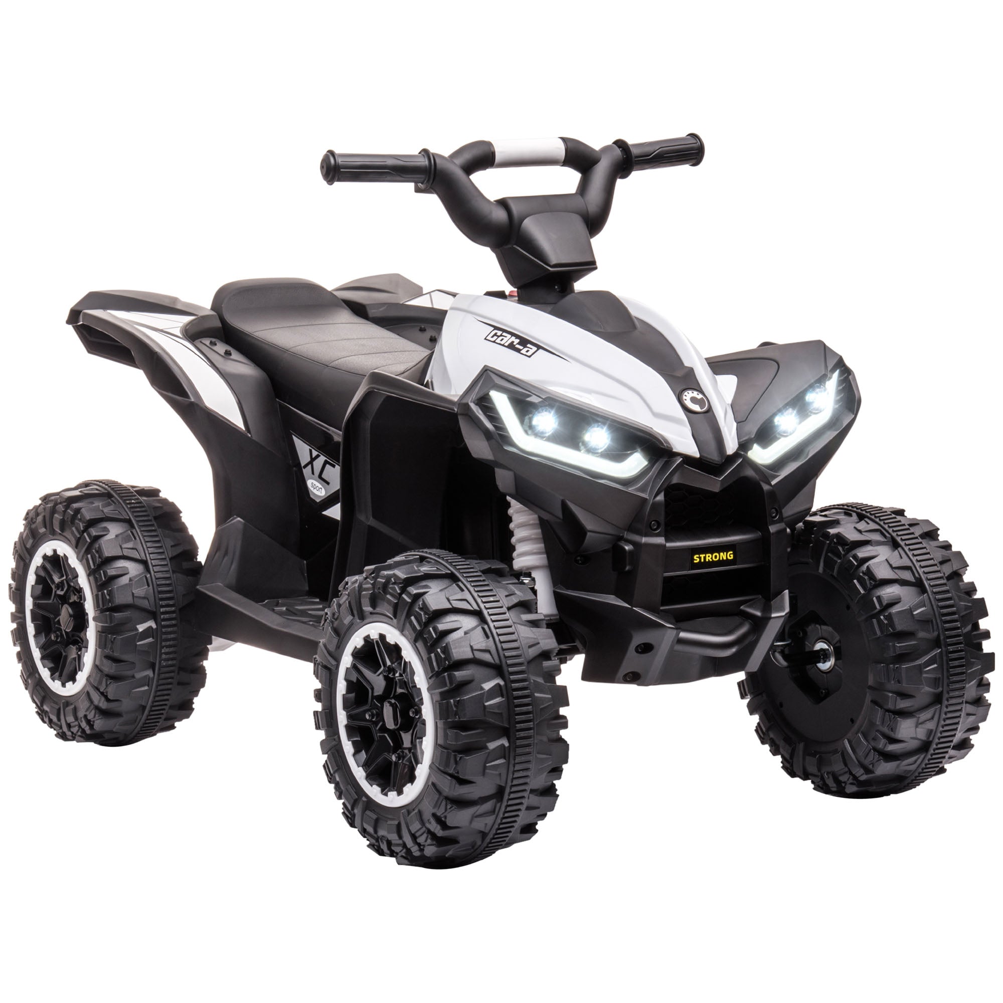 HOMCOM 12V Ride-On Quad Bike w/ Music, Horn, for Ages 3-5 Years - White - North Peak Garden Furniture