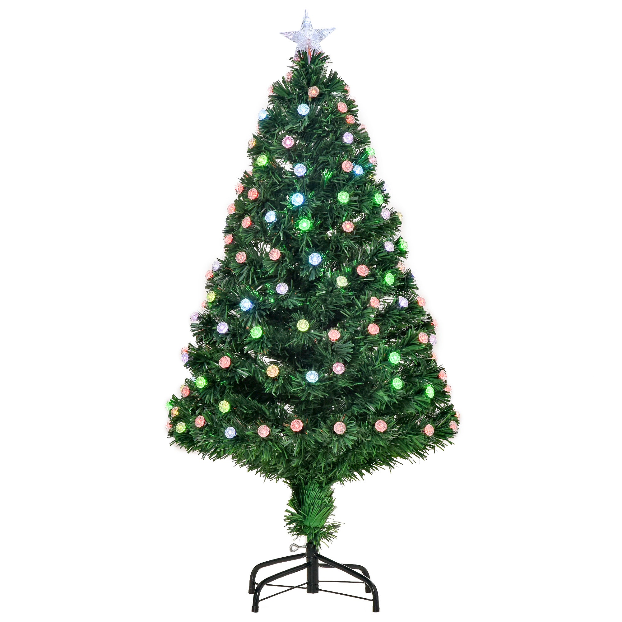 HOMCOM 4FT Pre-Lit Artificial Christmas Tree w/Fibre Optic Decorations LED Light Holiday Home Xmas Decoration-Green - North Peak Garden Furniture