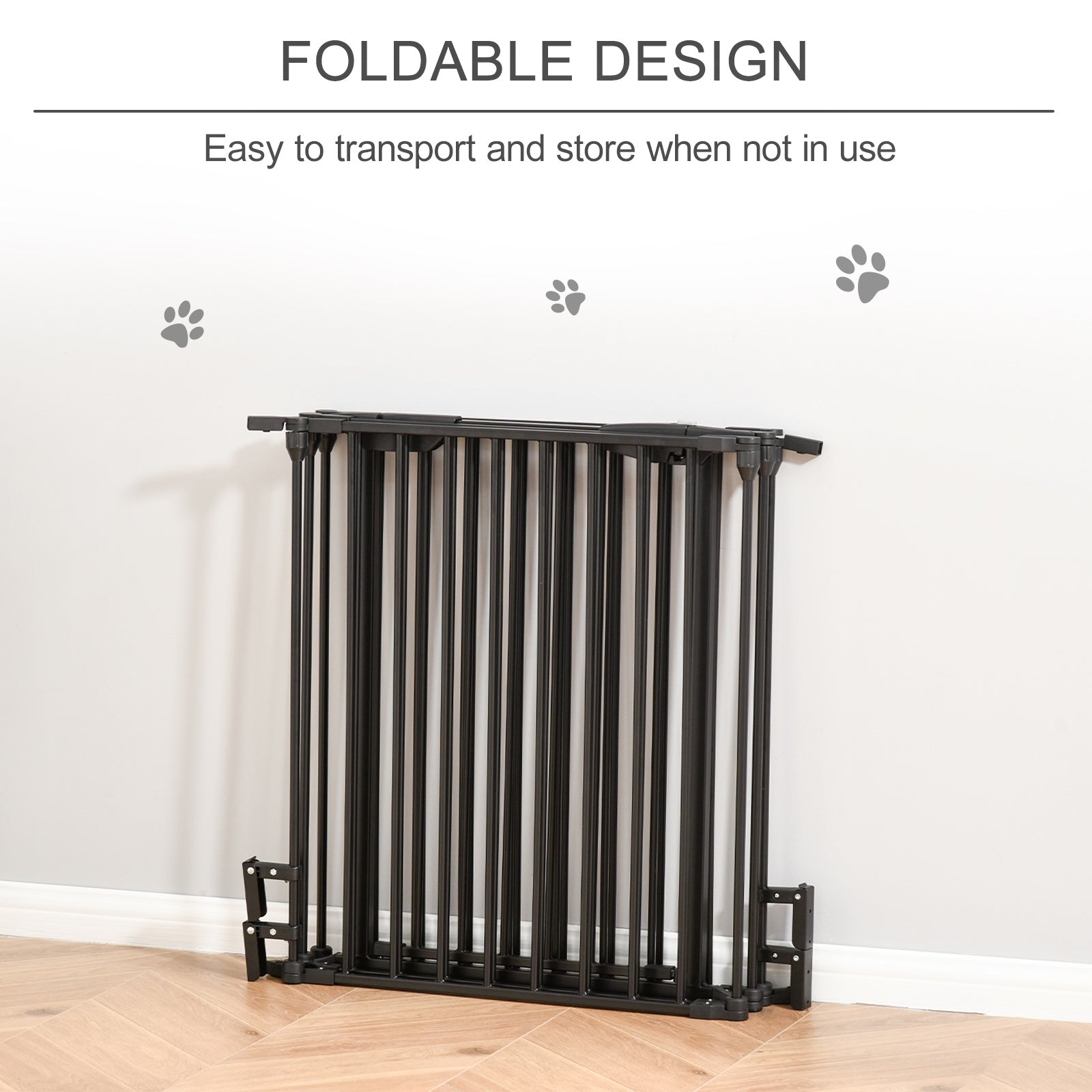 PawHut 5 Panels Pet Playpen Metal Fence w/ Walk Through Door - Black - North Peak Garden Furniture