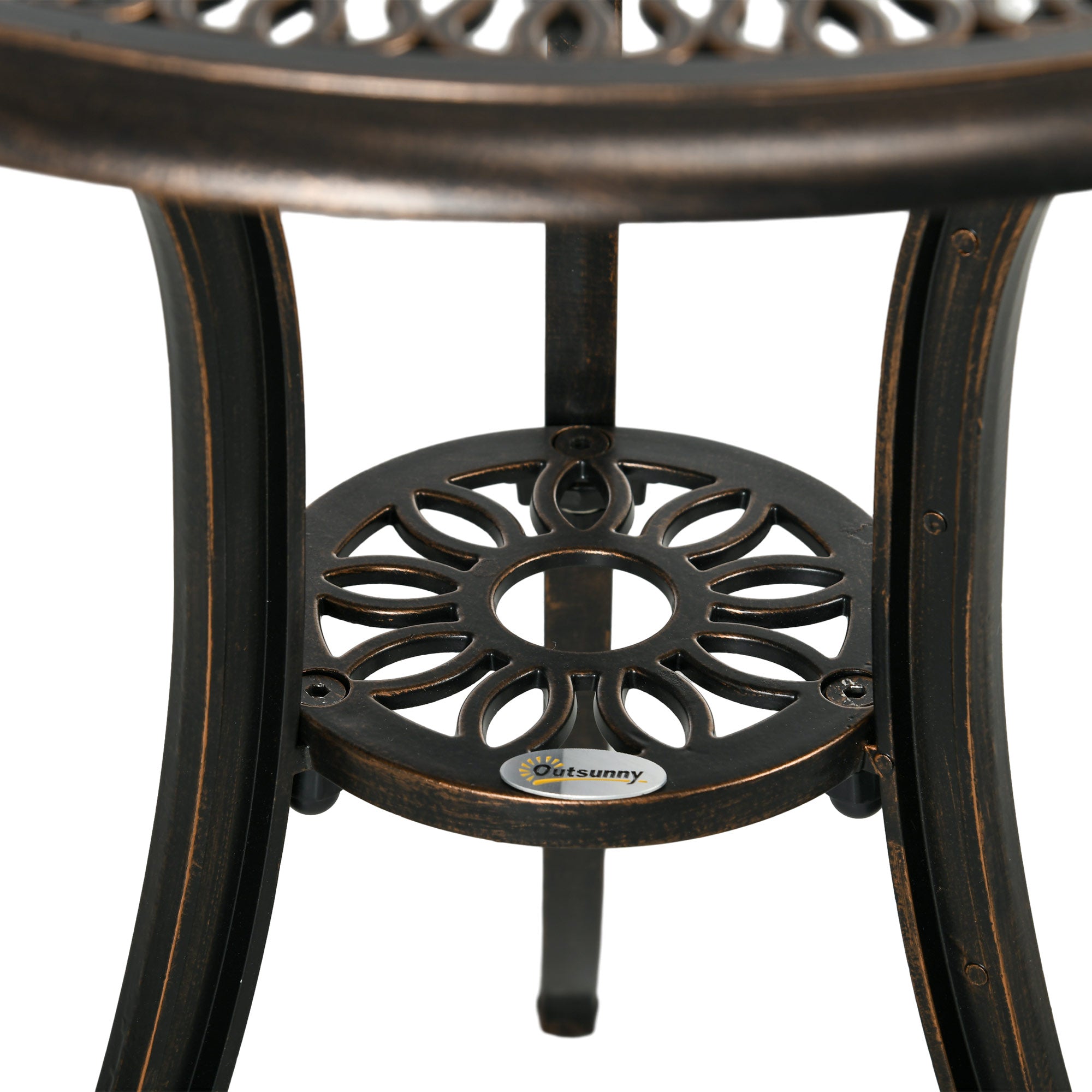 Outsunny 3 Piece Garden Bistro Set Aluminium Outdoor Furniture Set for 2 Patio Chairs and Table with Umbrella Hole Bronze Tone - North Peak Garden Furniture