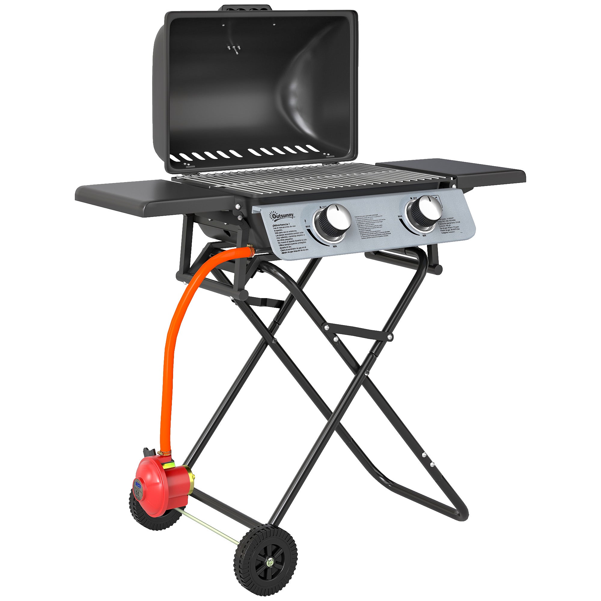 Outsunny Two-Burner Portable Suitcase BBQ - Black - North Peak Garden Furniture