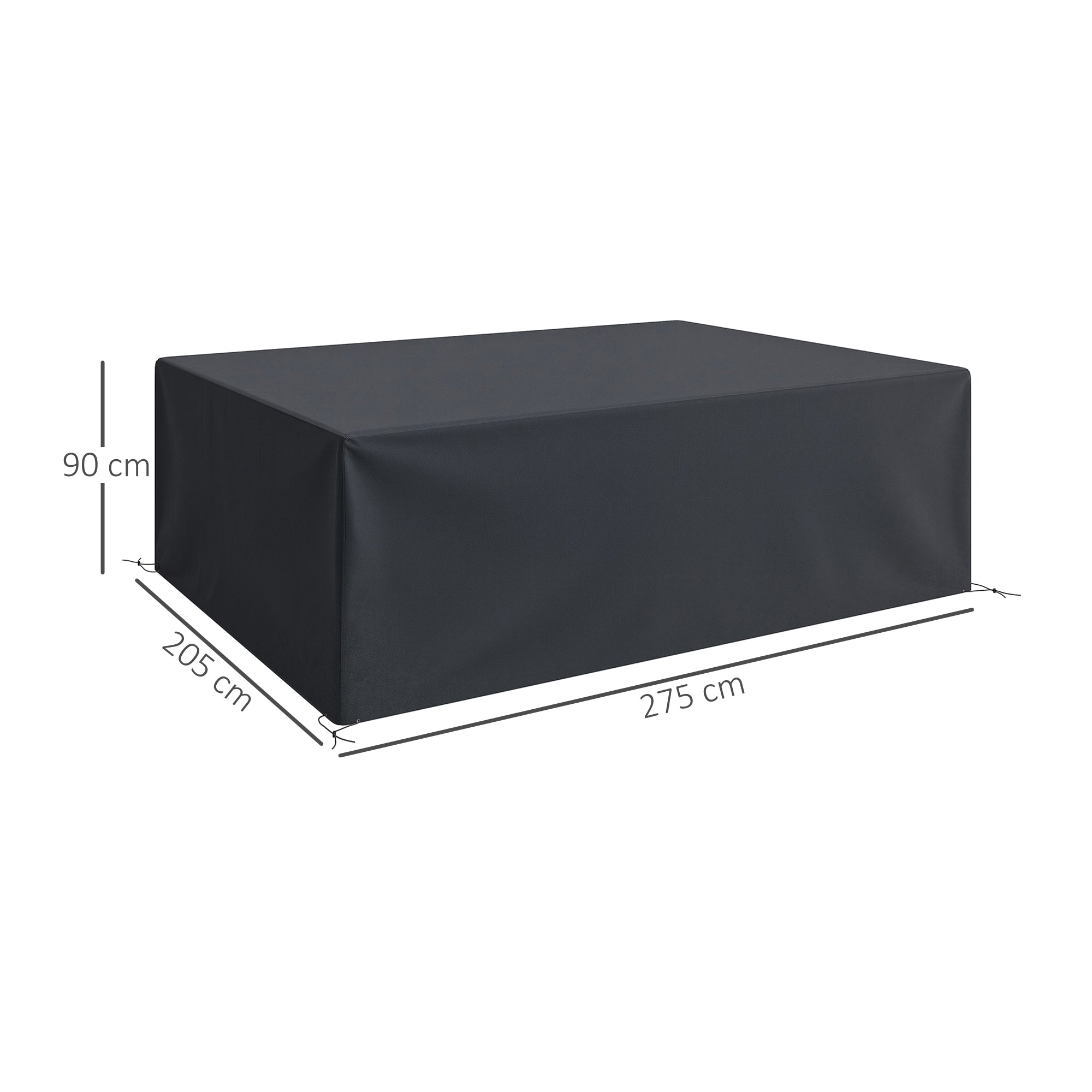 Outsunny 600D Oxford Outdoor Garden Furniture Sofa Set Cover, Waterproof Anti-UV Rattan Sun Lounger Protection Protector Cover, 275L x 205W x 90Hcm, Black - North Peak Garden Furniture