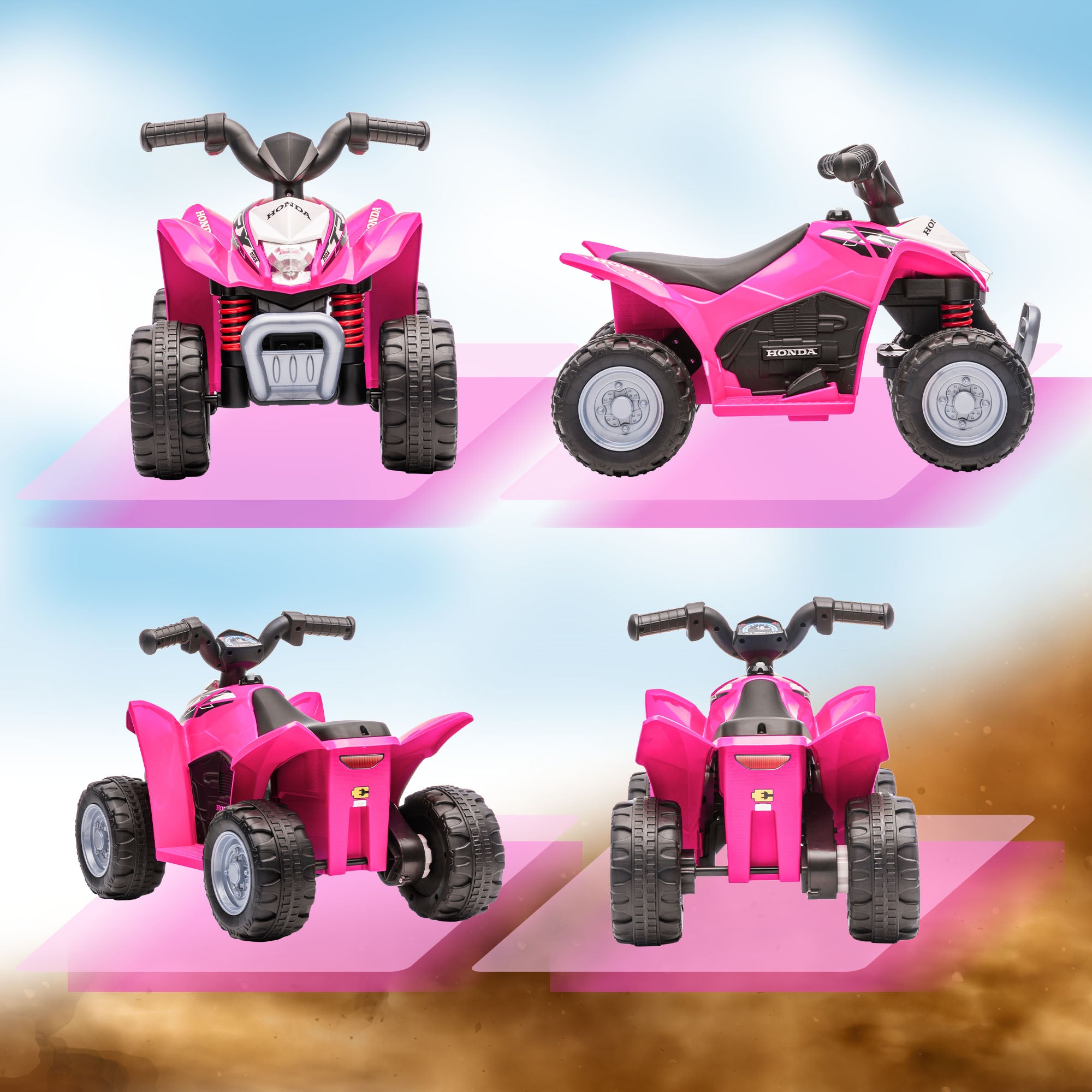 AIYAPLAY Honda Licensed Kids Electric Quad Bike, 6V ATV Ride On for Ages 1.5-3 Years, Blue - North Peak Garden Furniture