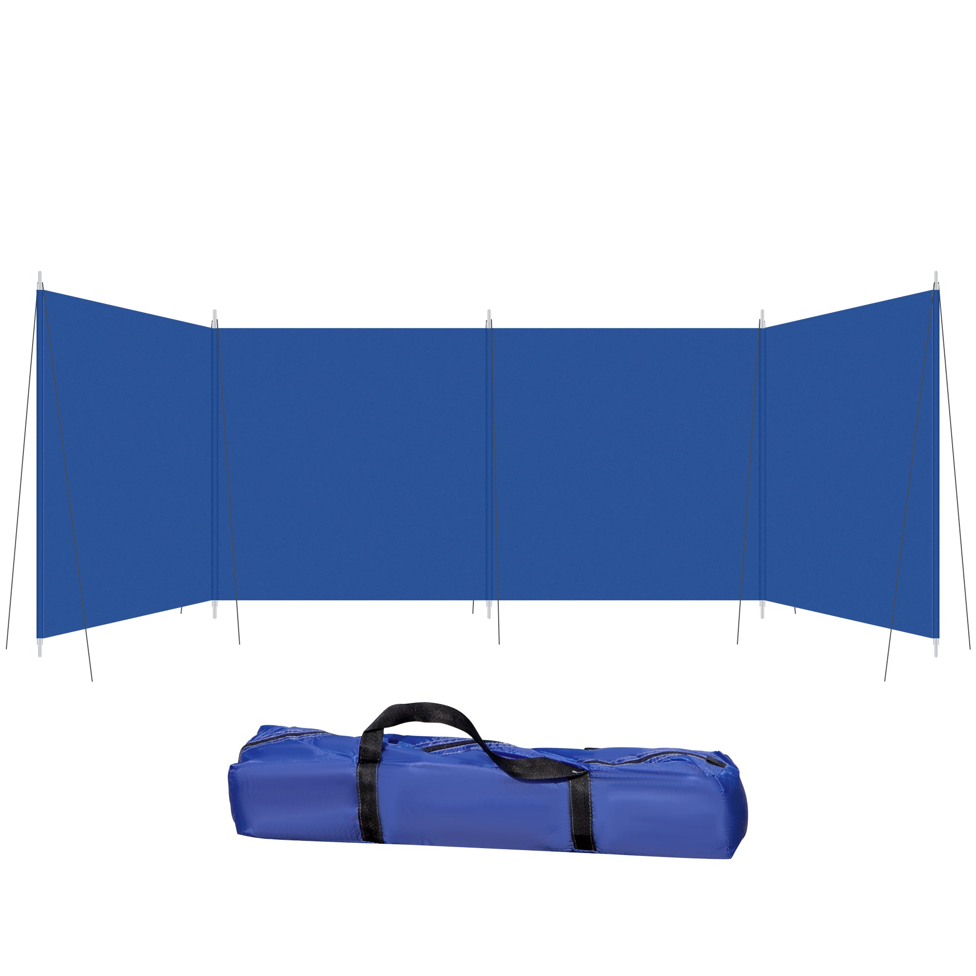 Outsunny Camping Windbreak, Foldable Portable Wind Blocker w/ Carry Bag and Steel Poles, Beach Sun Screen Shelter Privacy Wall, 620cm x 150cm - North Peak Garden Furniture