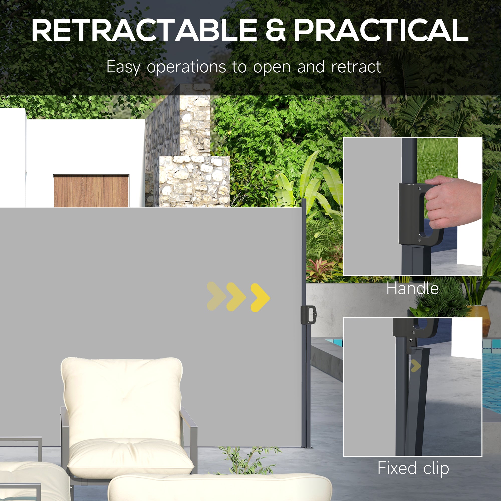 Outsunny 400 x x 160cm Retractable Side Awning - Light Grey - North Peak Garden Furniture