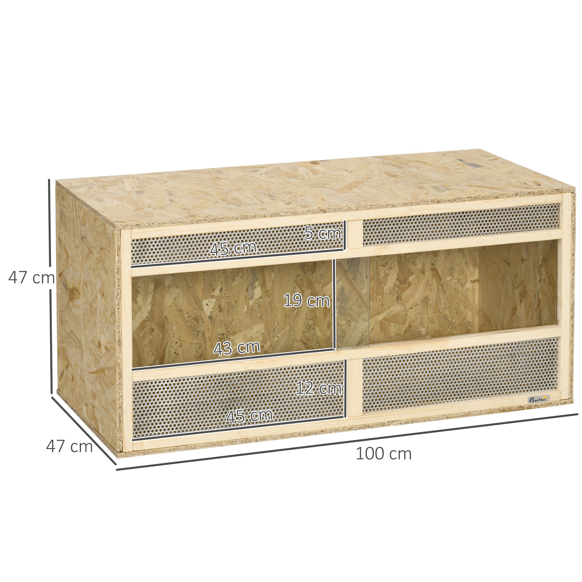 PawHut Reptile Terrarium Vivarium, Climbing Pet Containers, Reptile Habitat w/ Transparent Sliding Doors, Breathable Mesh, for Lizards, Horned Frogs, Snakes and Chameleons, 100 x 47 x 47cm - North Peak Garden Furniture