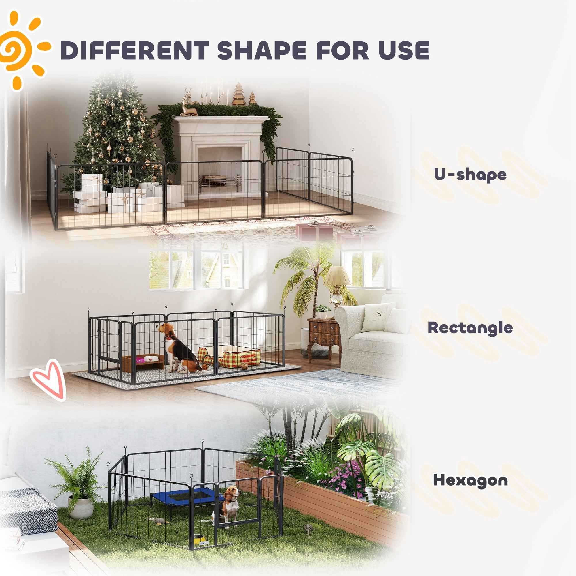 PawHut 7 Panel Dog Whelping Box, Heavy Duty Dog Playpen with Washable Pee Pads, Windproof Fabric, for Small and Medium Dogs