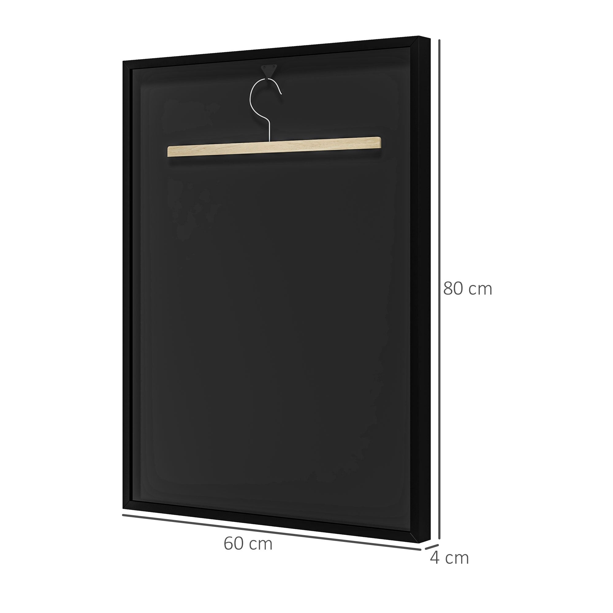 HOMCOM 60 x 80cm Shirt Display Frame, with Inner Hook and Hanger - Black - North Peak Garden Furniture