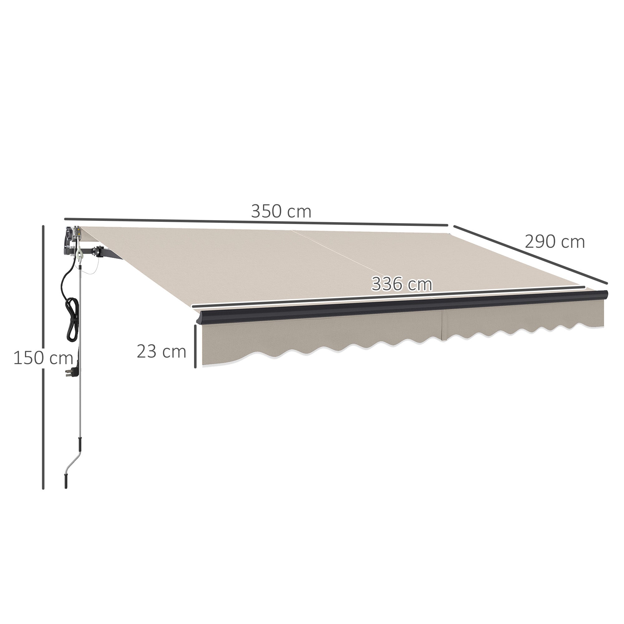 Outsunny 3.5 x 3m Electric/Manual Awning, with Remote - Beige - North Peak Garden Furniture