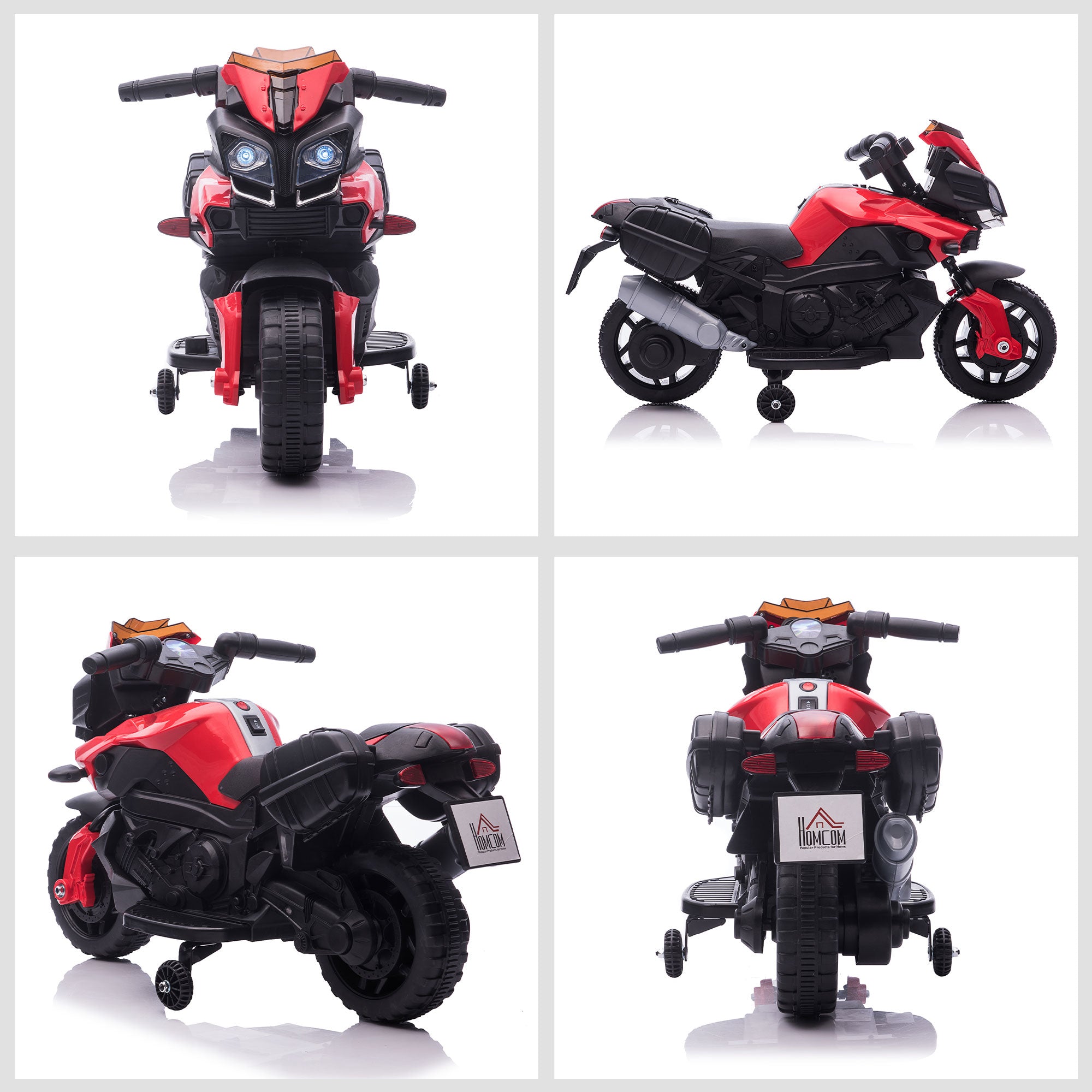 HOMCOM Kids Electric Motorbike 6V Ride on Motorcycle Vehicle w/ Lights Horn Sounds for 1.5-4 Years Old Red - North Peak Garden Furniture