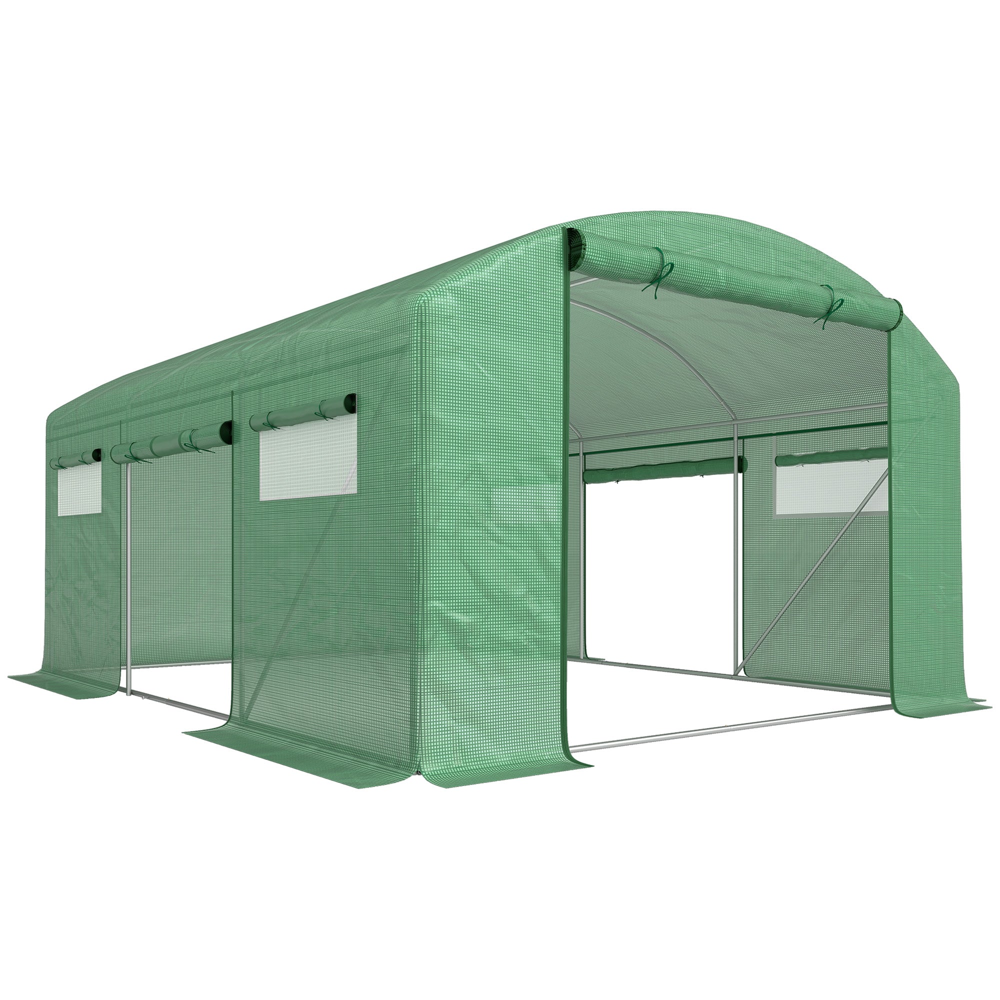 Outsunny 13 x 9.8ft Walk-In Polytunnel Greenhouse - Green