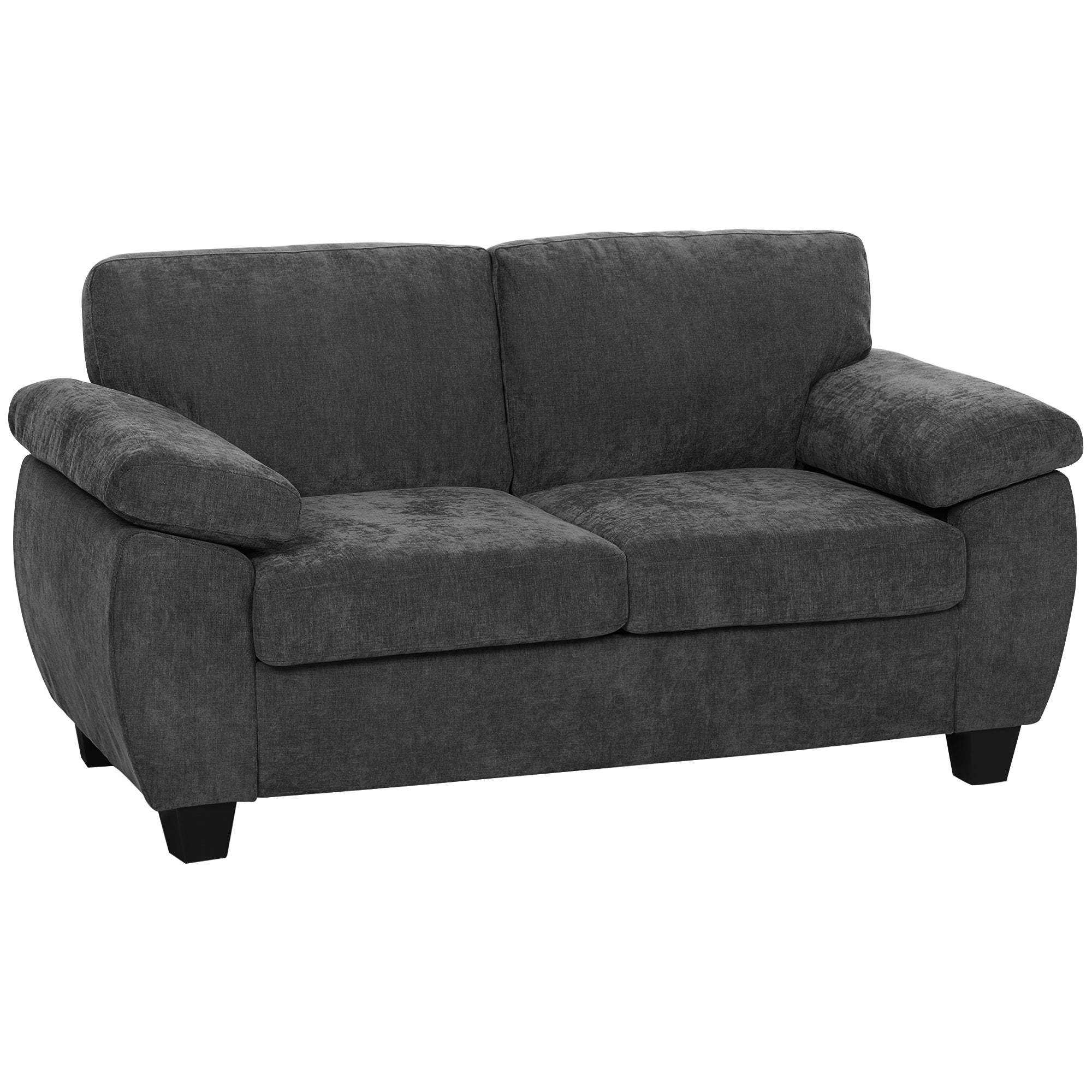 HOMCOM 2 Seater Sofa, 156cm Chenille Loveseat Sofa, Dark Grey