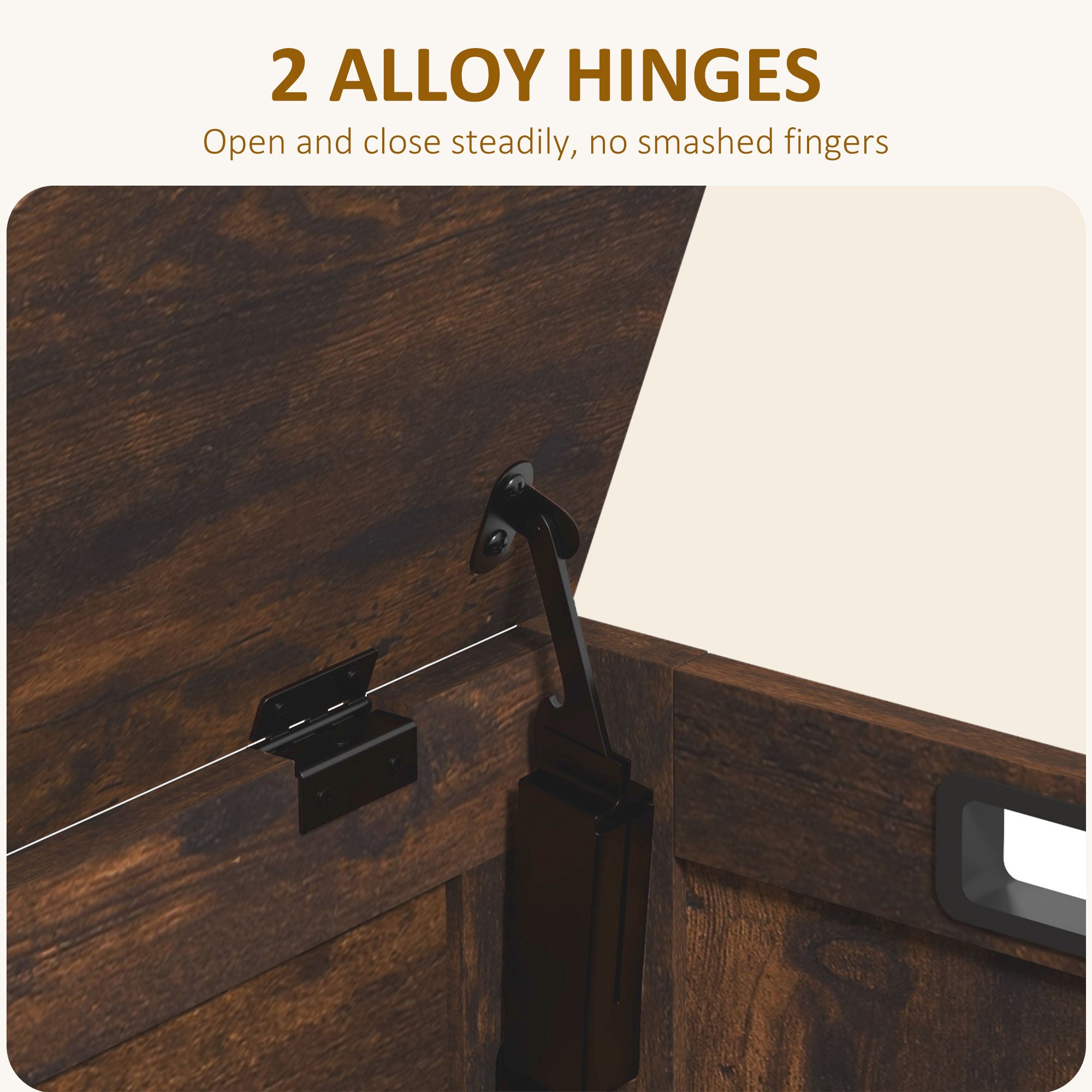 HOMCOM Storage Chest, Modern Storage Trunk with 2 Safety Hinges and Cut-out Handles, Wooden Toy Box for Living Room, Entryway, 76 x 40 x 48 cm, Rustic Brown - North Peak Garden Furniture