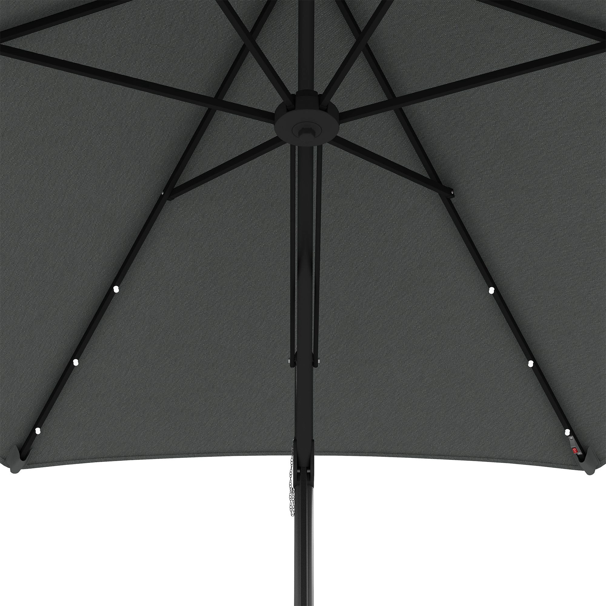 Outsunny 3m LED Parasol Umbrella, with Base and Cover - Grey - North Peak Garden Furniture