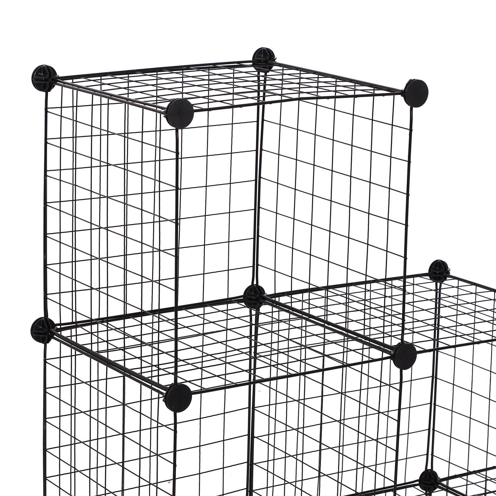 HOMCOM Interlocking 6 Cube Metal Wire Storage Rack, DIY Cabinet for Living Room, Display Shelves, Black