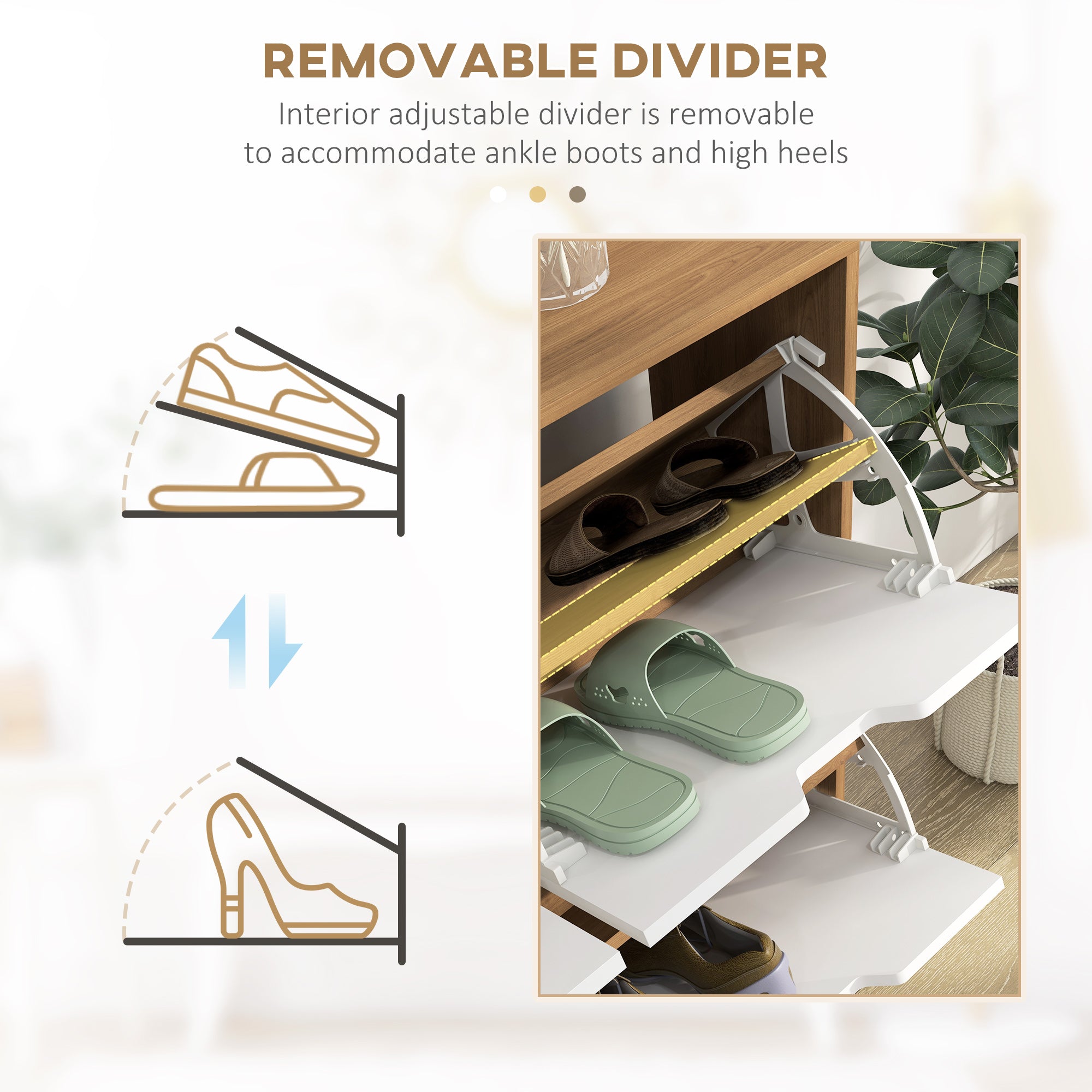 HOMCOM Shoe Storage Cabinet, 4 Flip Drawers, Shoe Organizer for 16 Pairs of Shoes, Natural - North Peak Garden Furniture