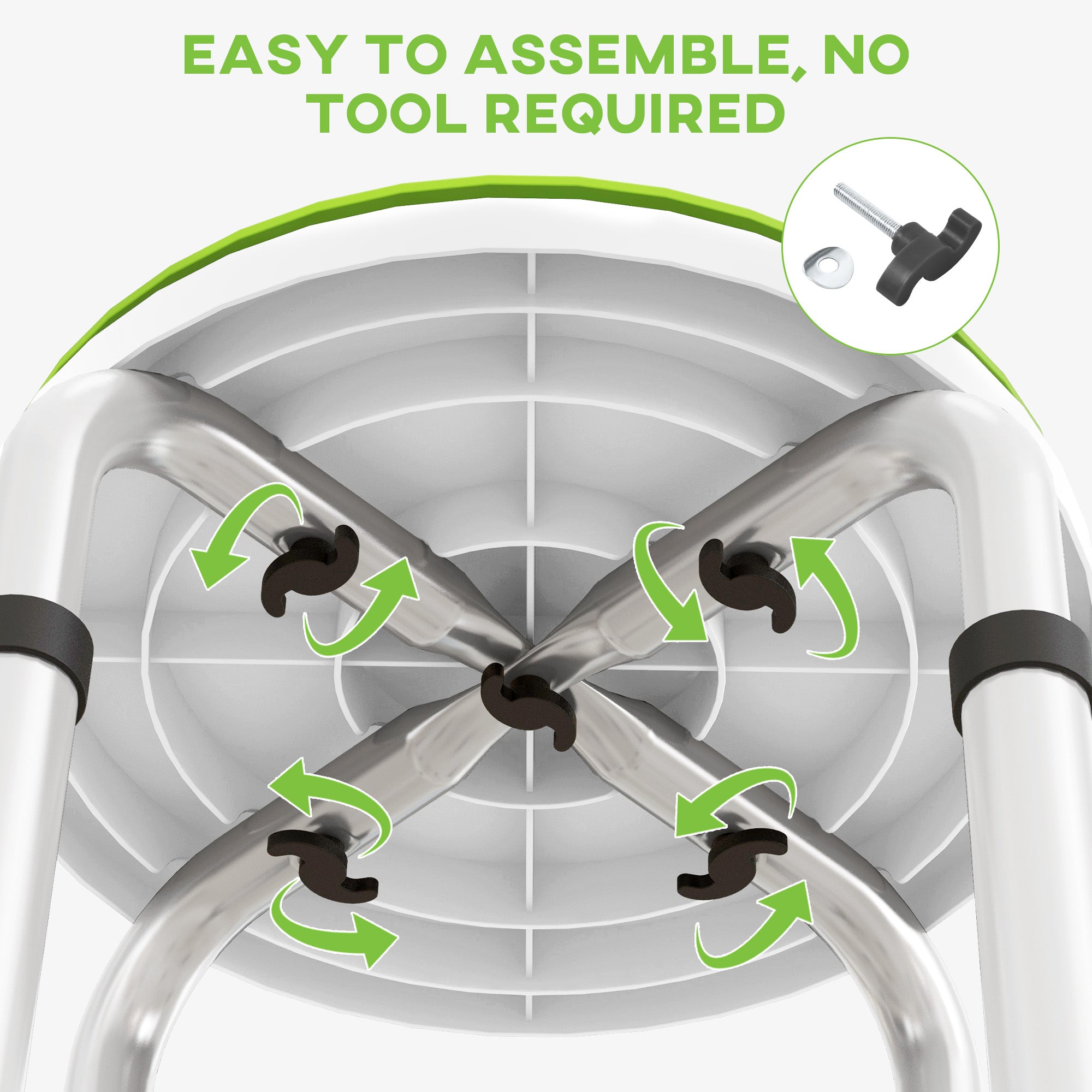 HOMCOM 360° Swivel Shower Chair, Height Adjustable Aluminium Shower Stool with Non-Slip Feet for Disabled, Elderly, Green - North Peak Garden Furniture