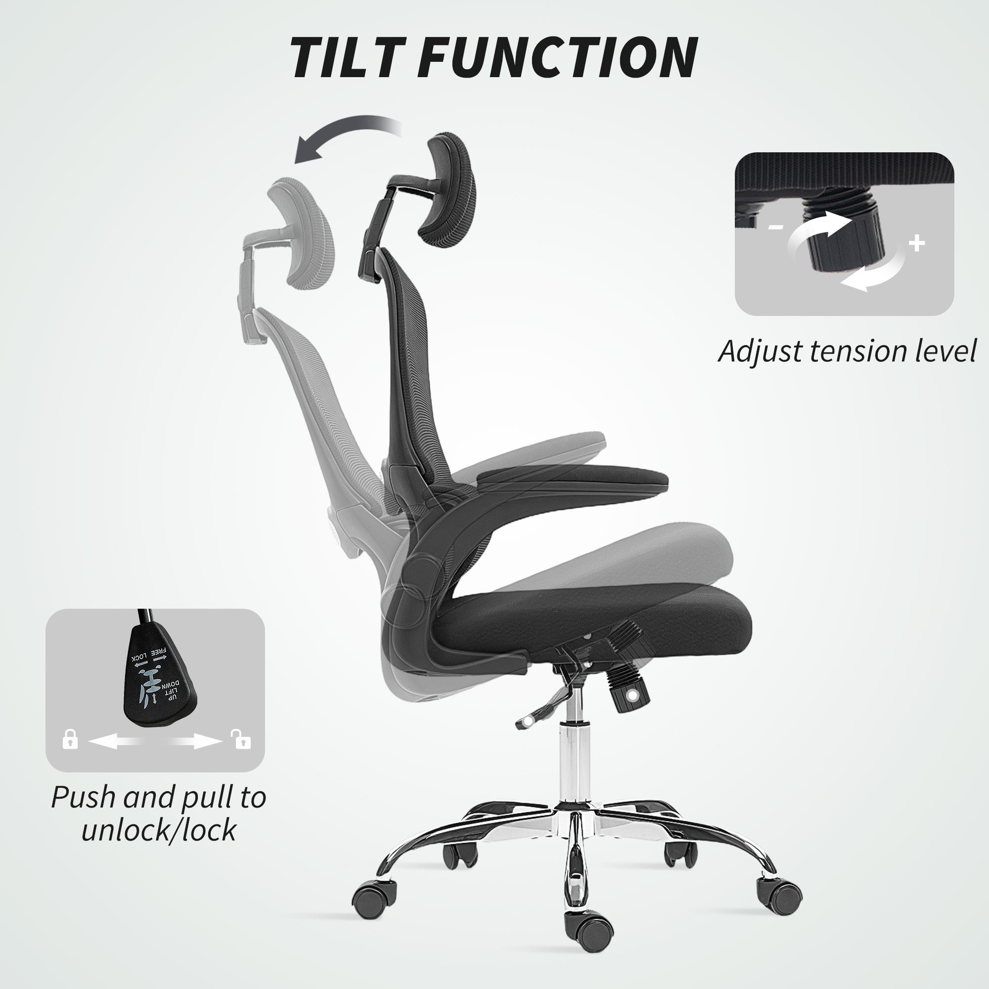HOMCOM Mesh Back Office Chair, with Lumbar Support - Black