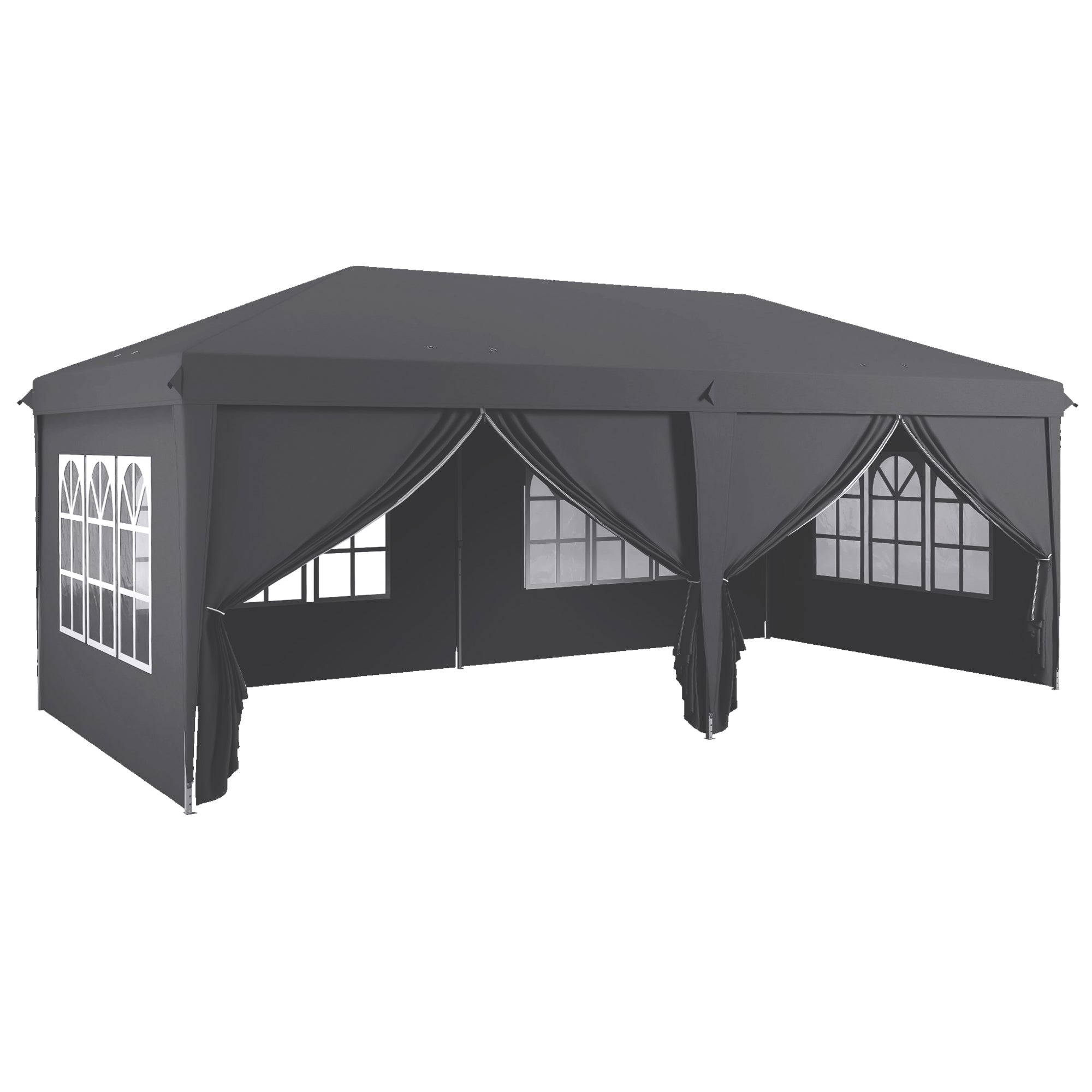 Outsunny 3 x 6m Pop-Up Gazebo, with Curtain Walls and Windows - Grey - North Peak Garden Furniture