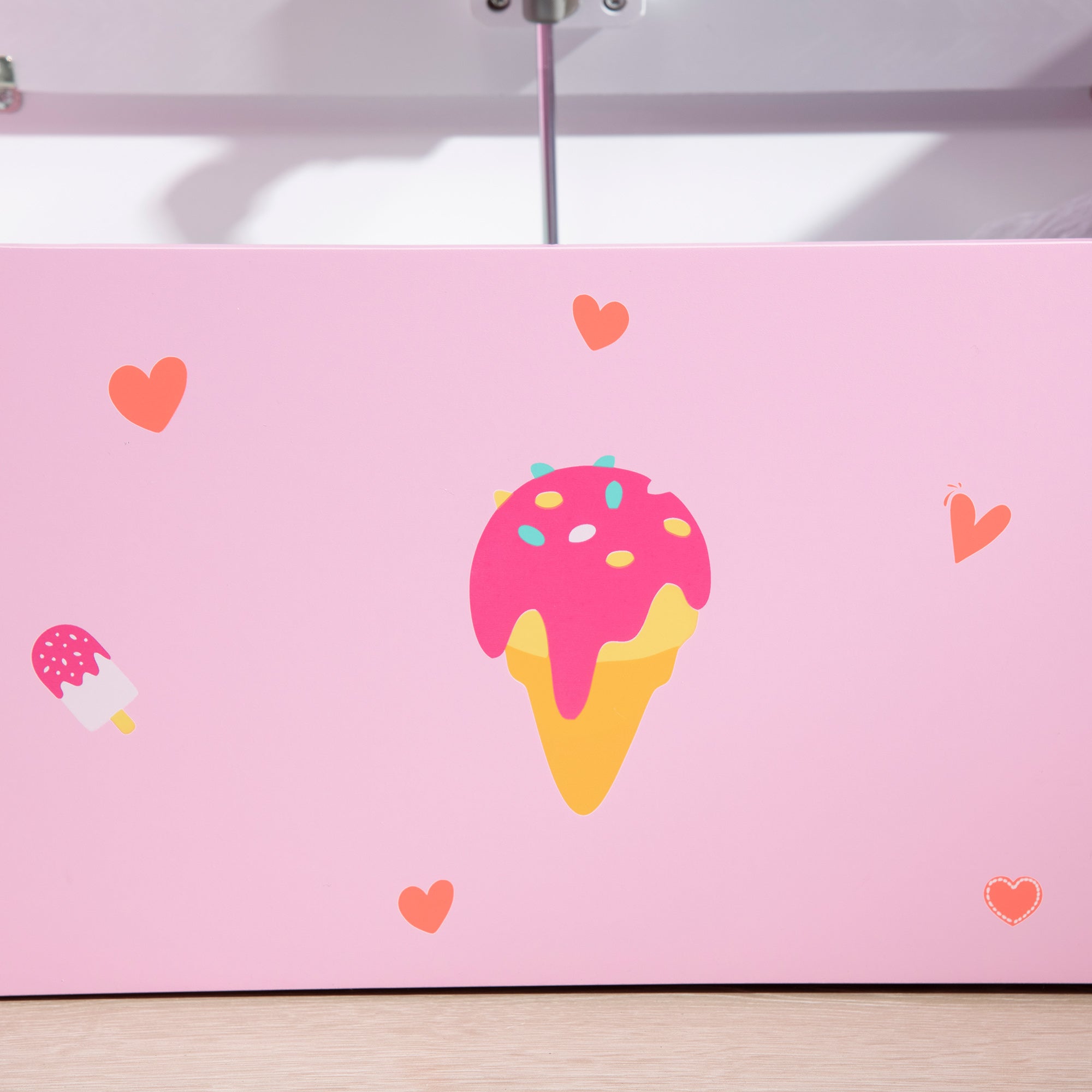 ZONEKIZ 2-in-1 Kids Storage Bench, Toy Box w/ Safety Rod - Pink - North Peak Garden Furniture
