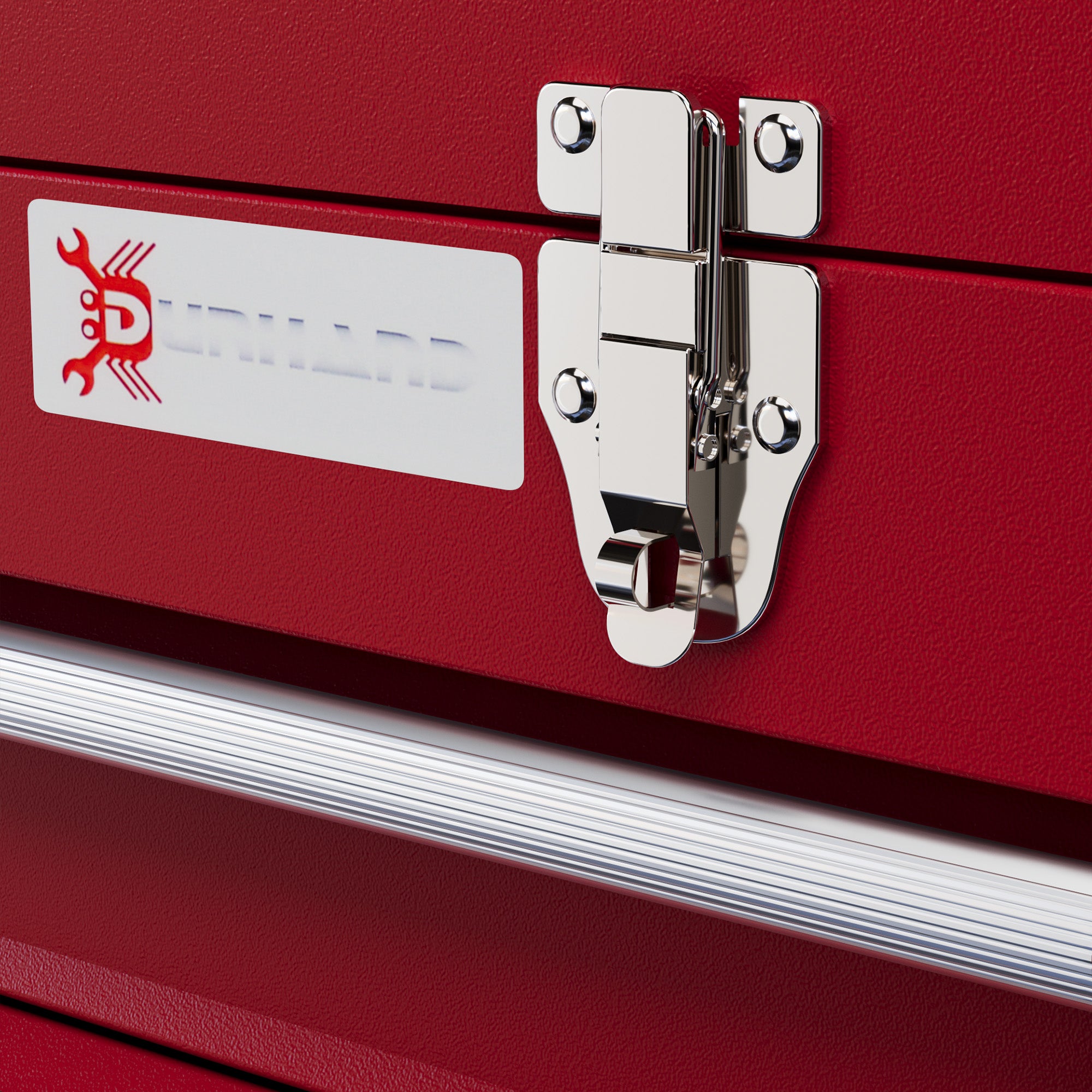 DURHAND Lockable Metal Tool Box, 3 Drawer Tool Chest with Latches, Handle, Ball Bearing Runners, Red - North Peak Garden Furniture