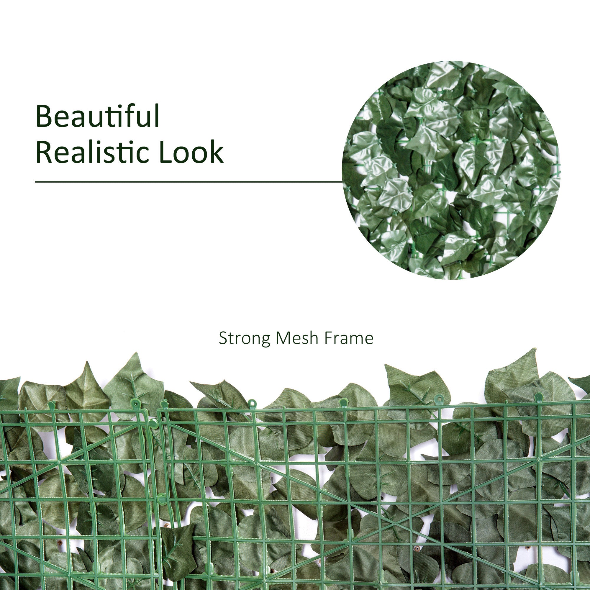 Outsunny 1-Piece Artificial Leaf Hedge Screen Privacy Fence Panel for Garden Outdoor Indoor Decor, Dark Green, 3M x 1.5M - North Peak Garden Furniture