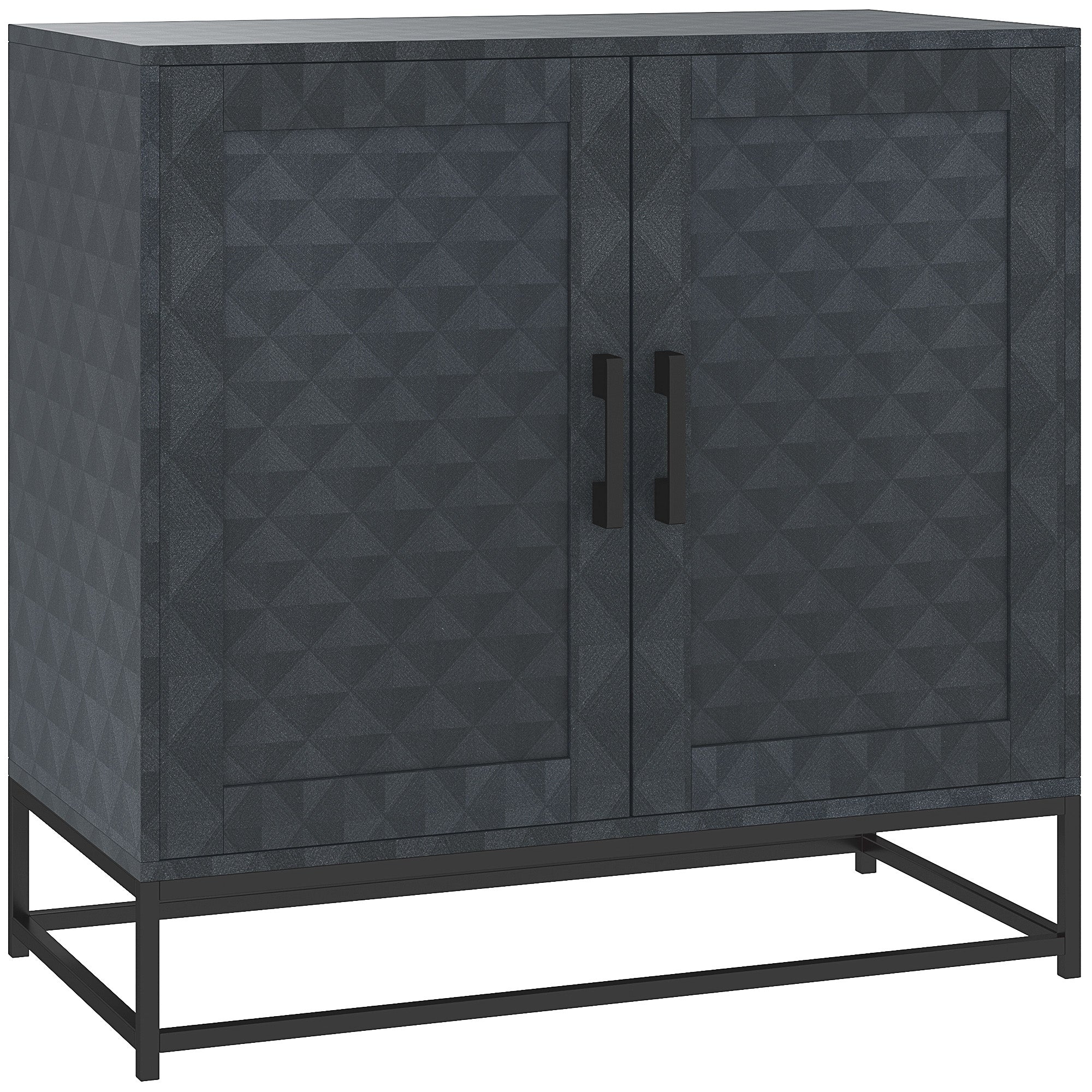 HOMCOM Modern Sideboard, Freestanding Sideboard Storage Cabinet with Adjustable Shelf and 2 Doors for Living Room, Black