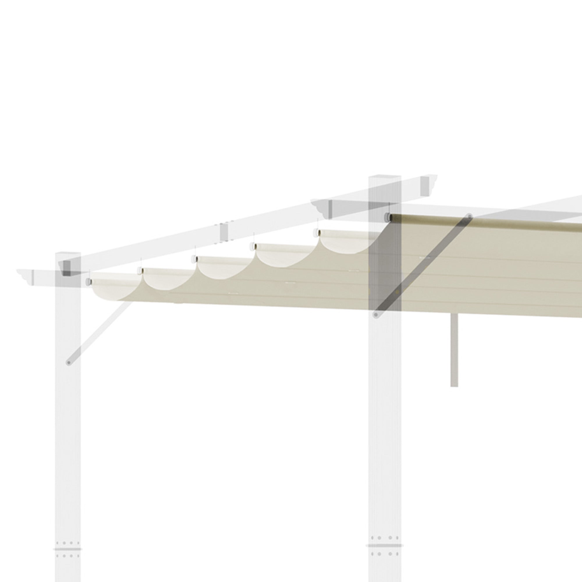 Outsunny Retractable Pergola Shade Cover, Replacement Canopy Fabric for 3 x 3 (m) Pergola, Gazebo Retractable Roof, Cream White - North Peak Garden Furniture