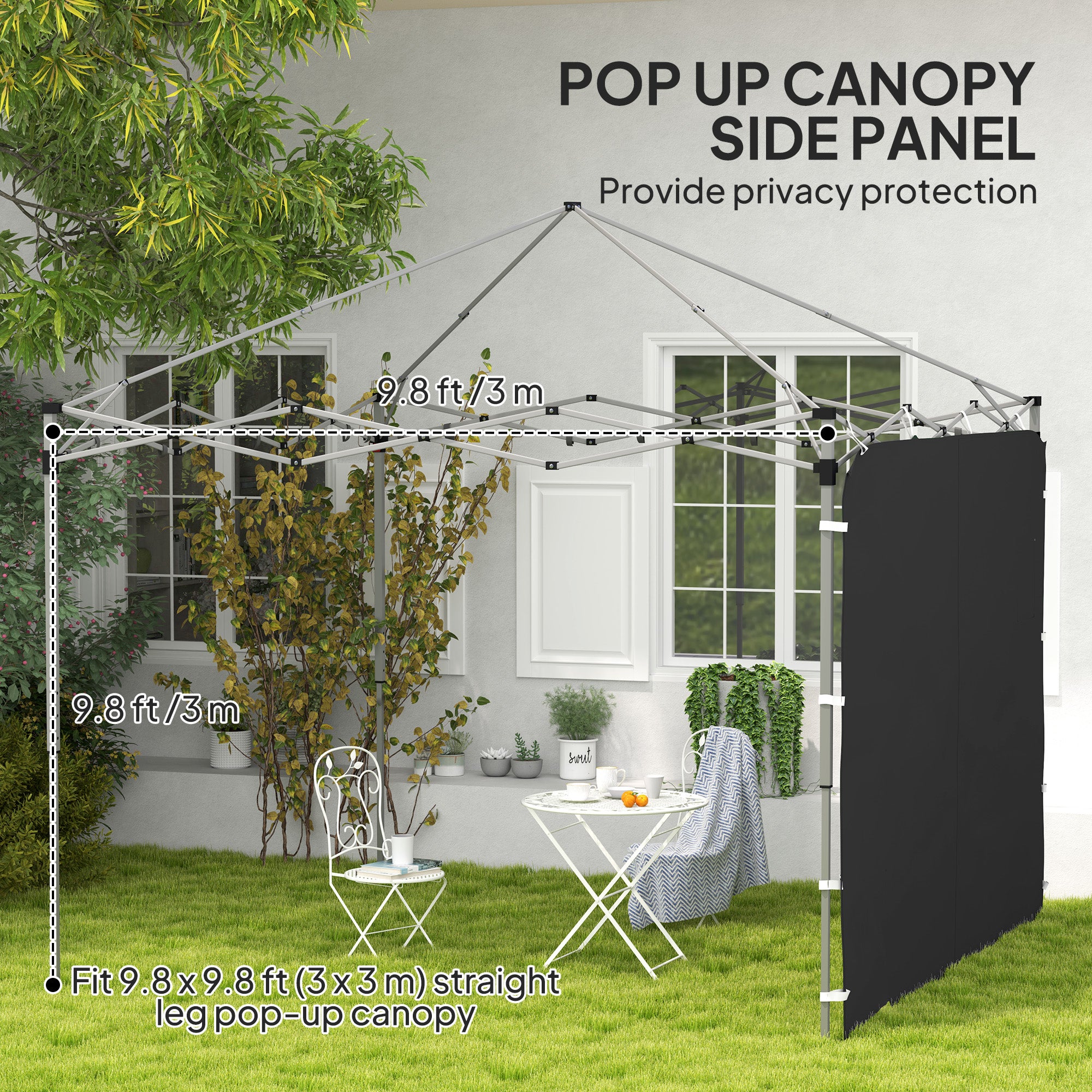 Outsunny 195 x 295cm Replacement Gazebo Sidewall - Black - North Peak Garden Furniture