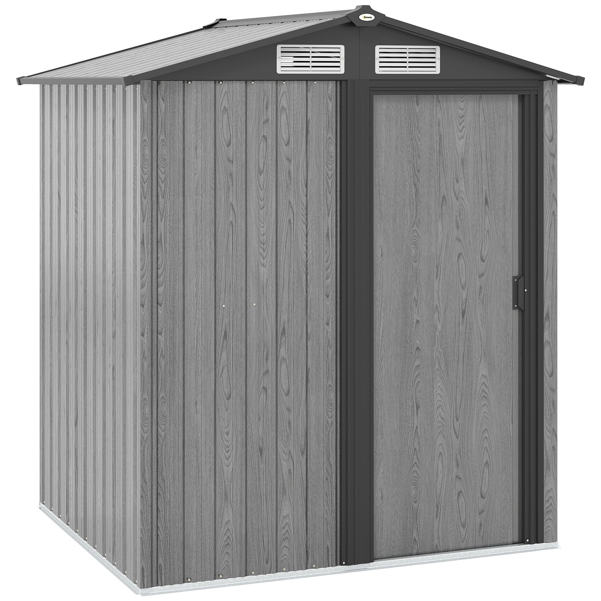 Outsunny 4.3 x 5ft Outdoor Garden Storage Shed - Grey Wood Effect - North Peak Garden Furniture