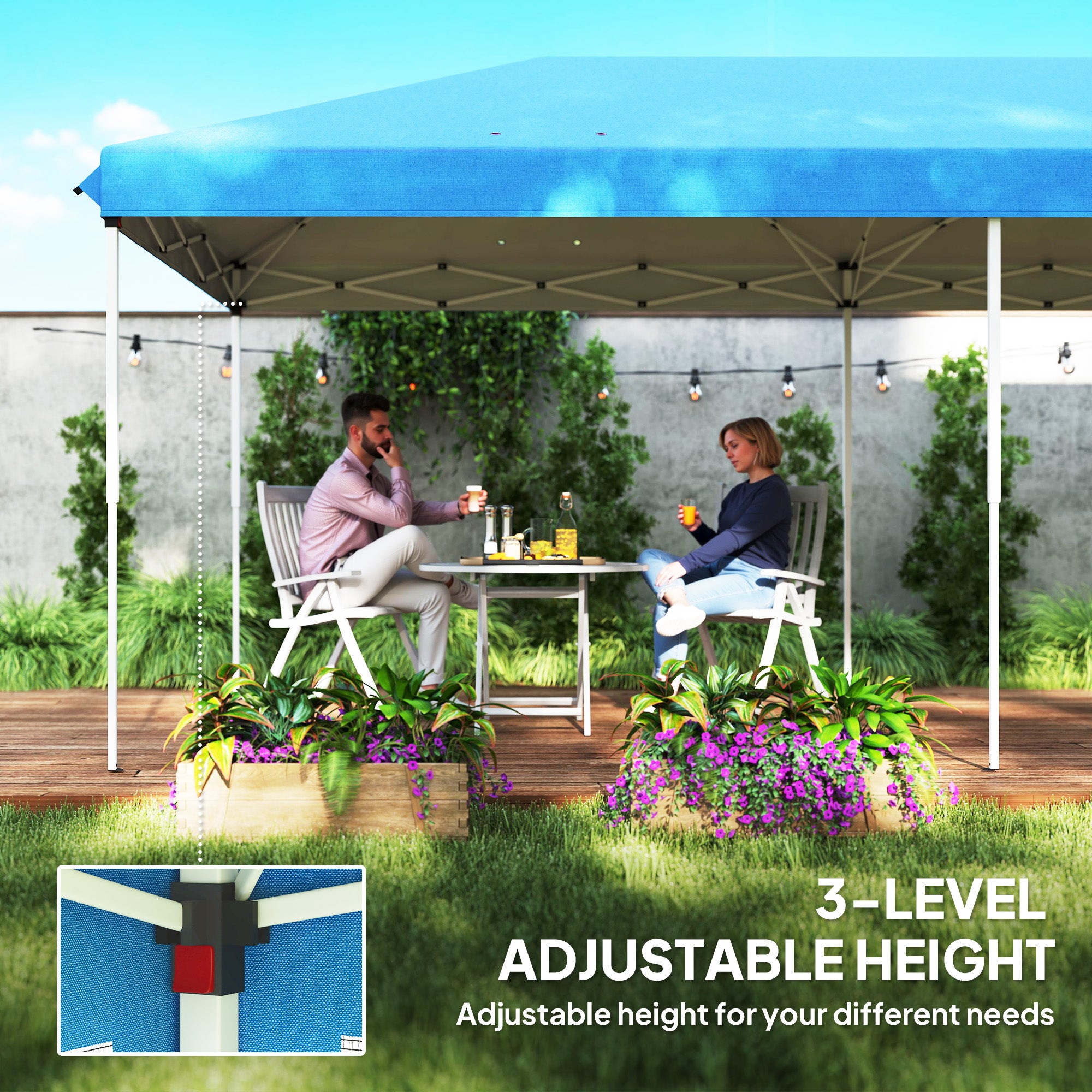 Outsunny 3 x 6m Pop Up Gazebo, Outdoor Canopy Shelter, Marquee Party Wedding Tent with 6 Mesh Walls and Carry Bag, Blue - North Peak Garden Furniture