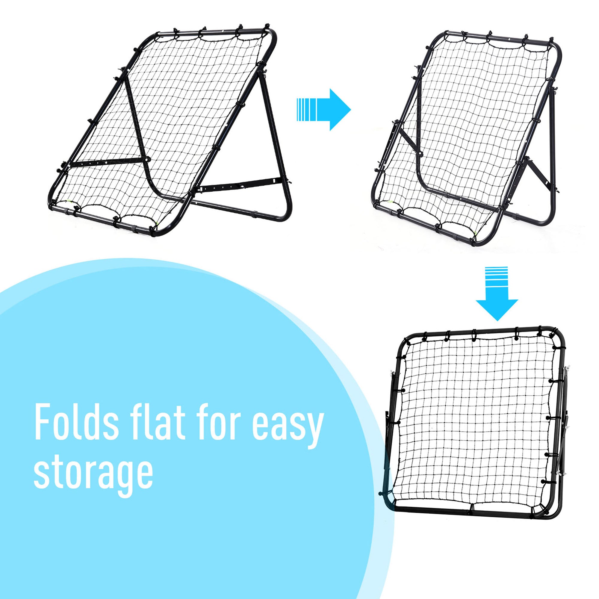 HOMCOM Adjustable Rebounder Net Kickback Target Goal for Teens Adults Training, Black - North Peak Garden Furniture