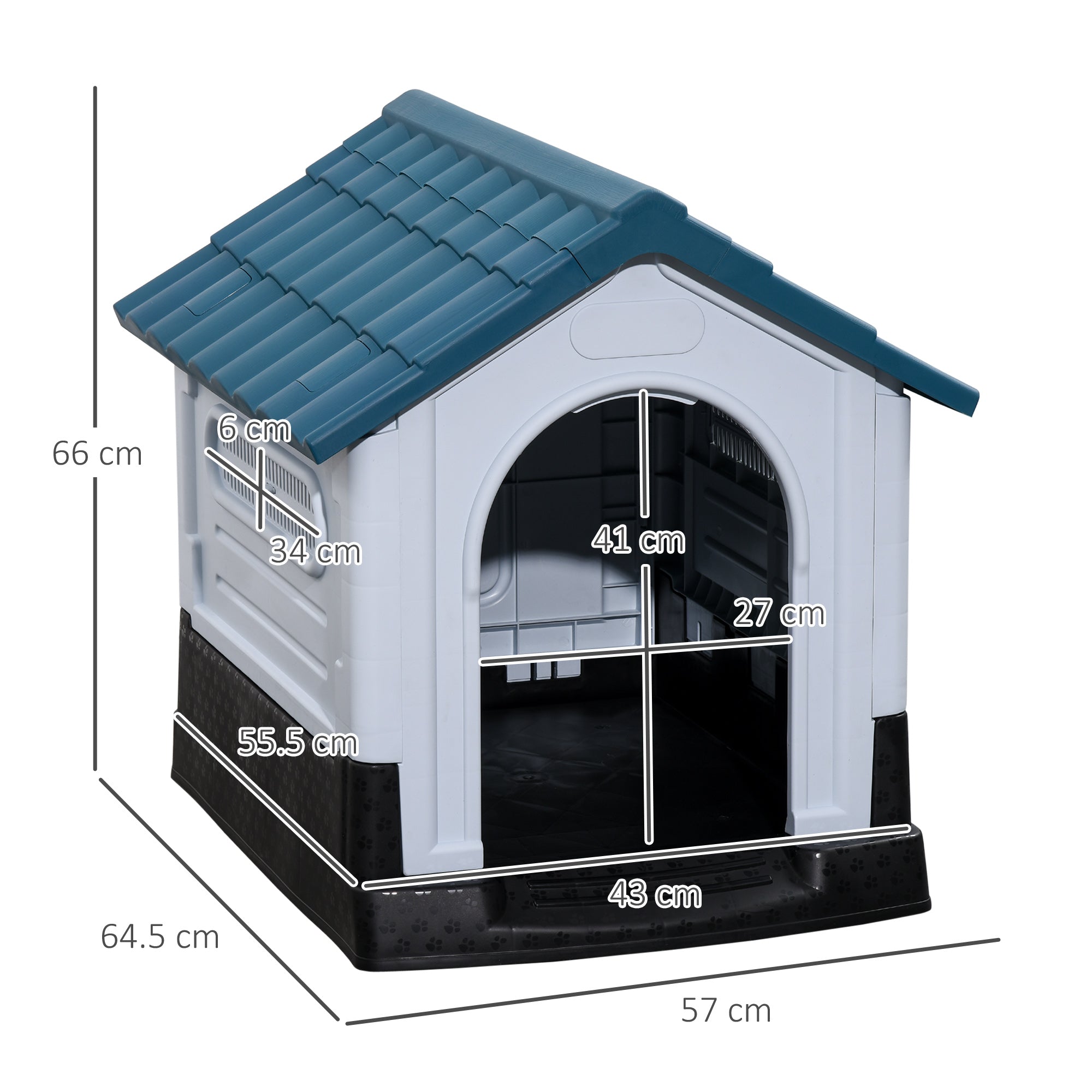 PawHut Outside Dog Kennel House, for Miniature Dogs, 64.5 x 57 x 66cm