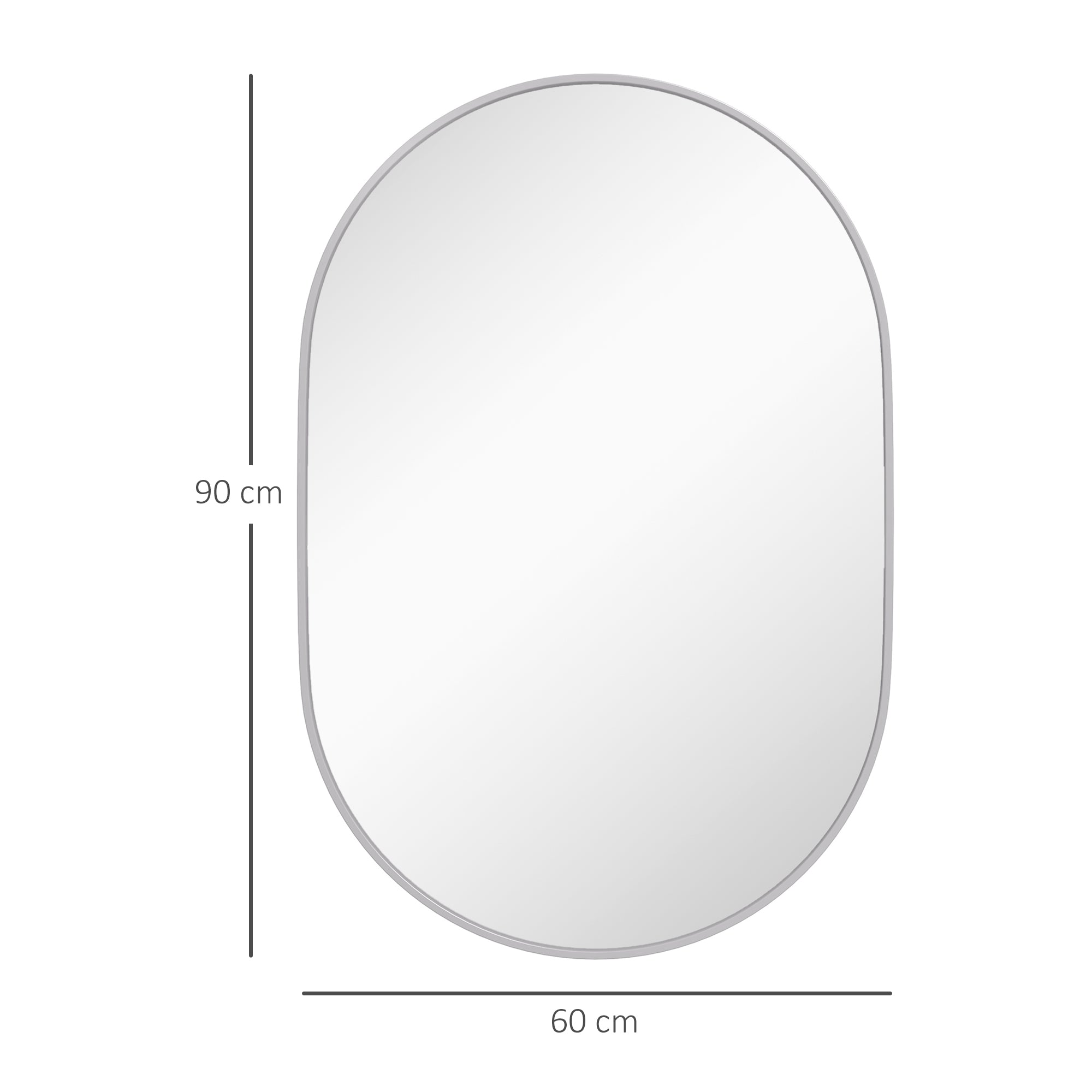 HOMCOM 60cm Aluminium Frame Round Bathroom Mirror - Silver Tone