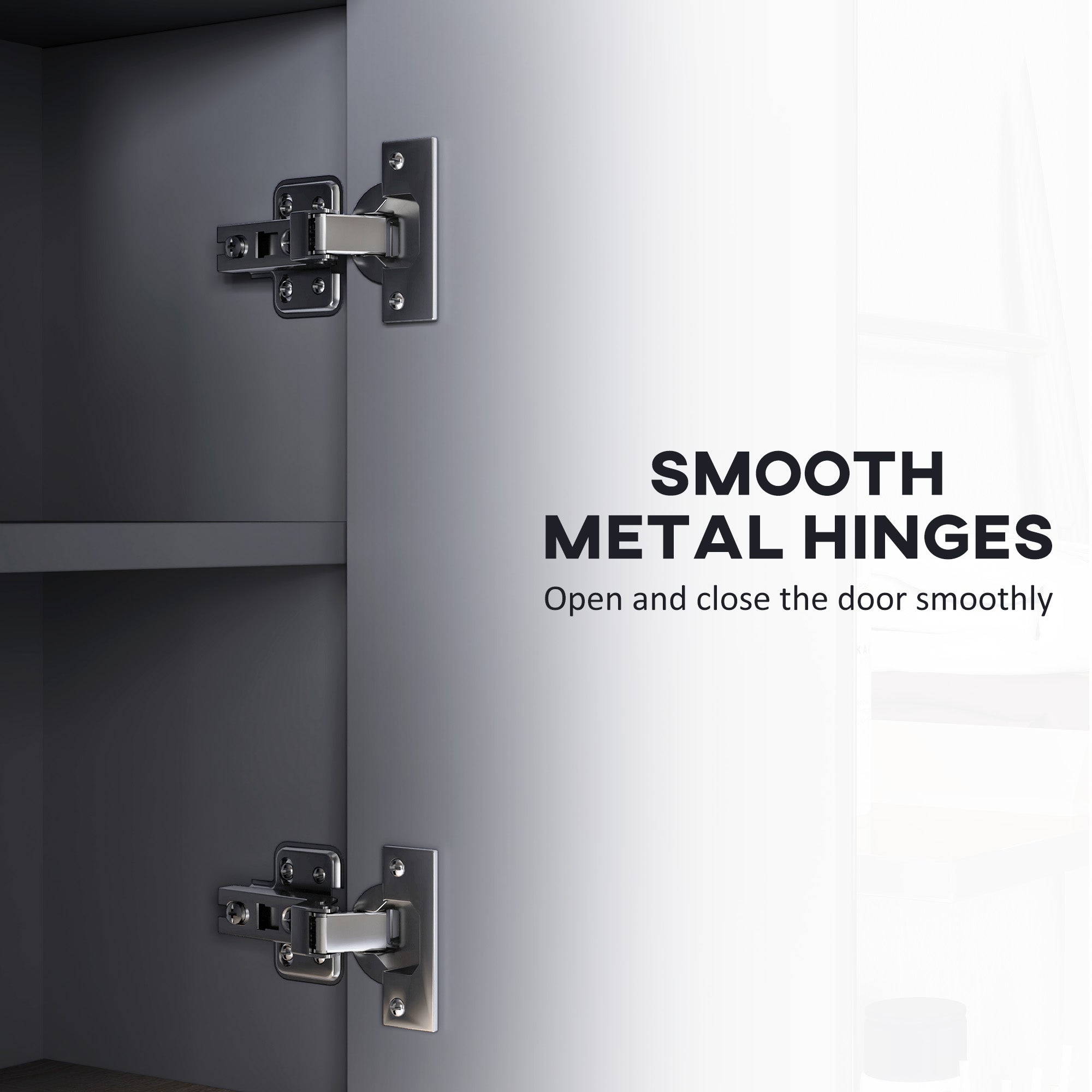 HOMCOM Bathroom Mirror Cabinet, Wall Mounted Bathroom Cabinet with Mirror, 3 Doors and Cupboards, Grey - North Peak Garden Furniture